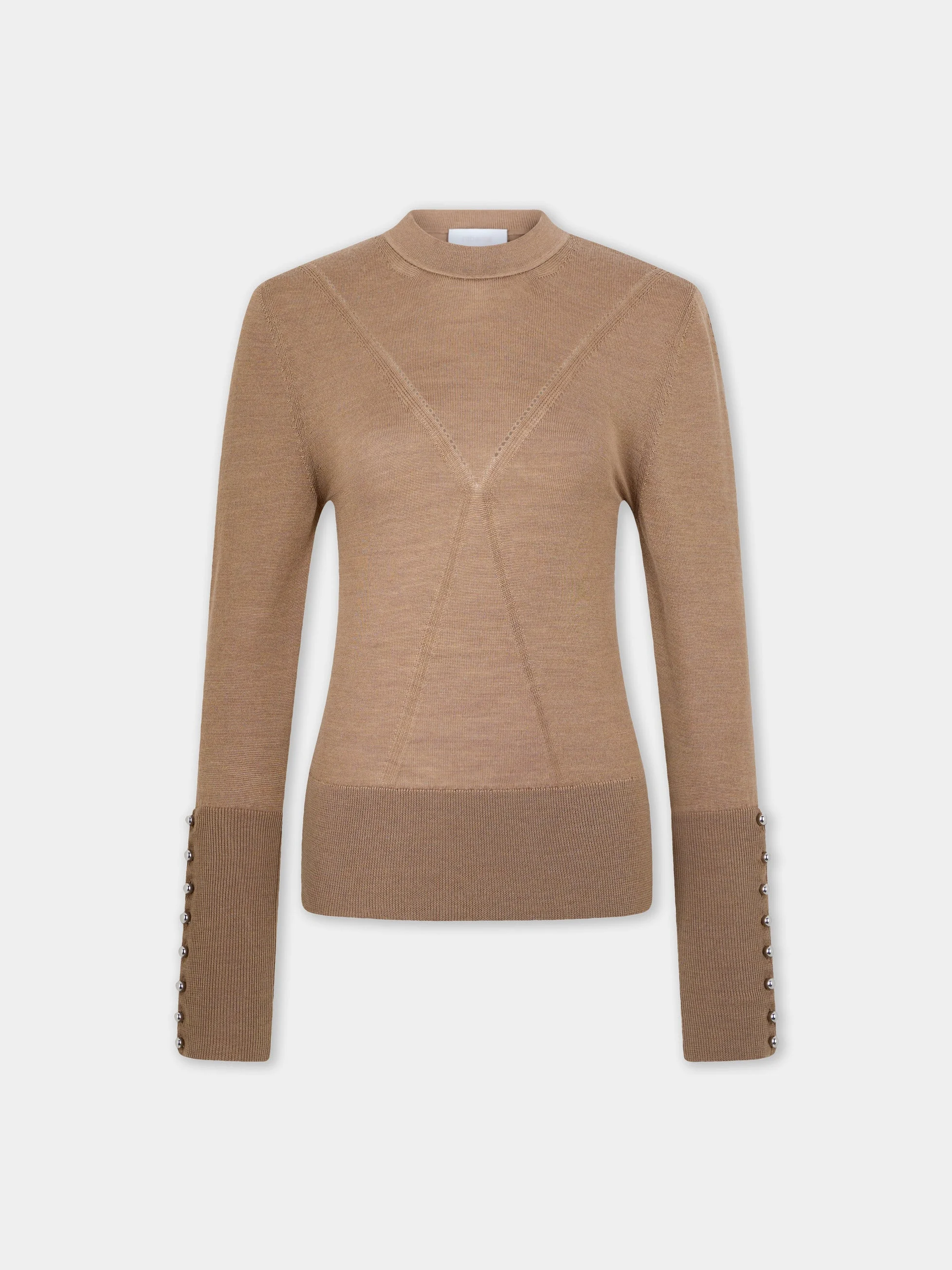 CAMEL WOOL LONG-SLEEVE SWEATER - 1
