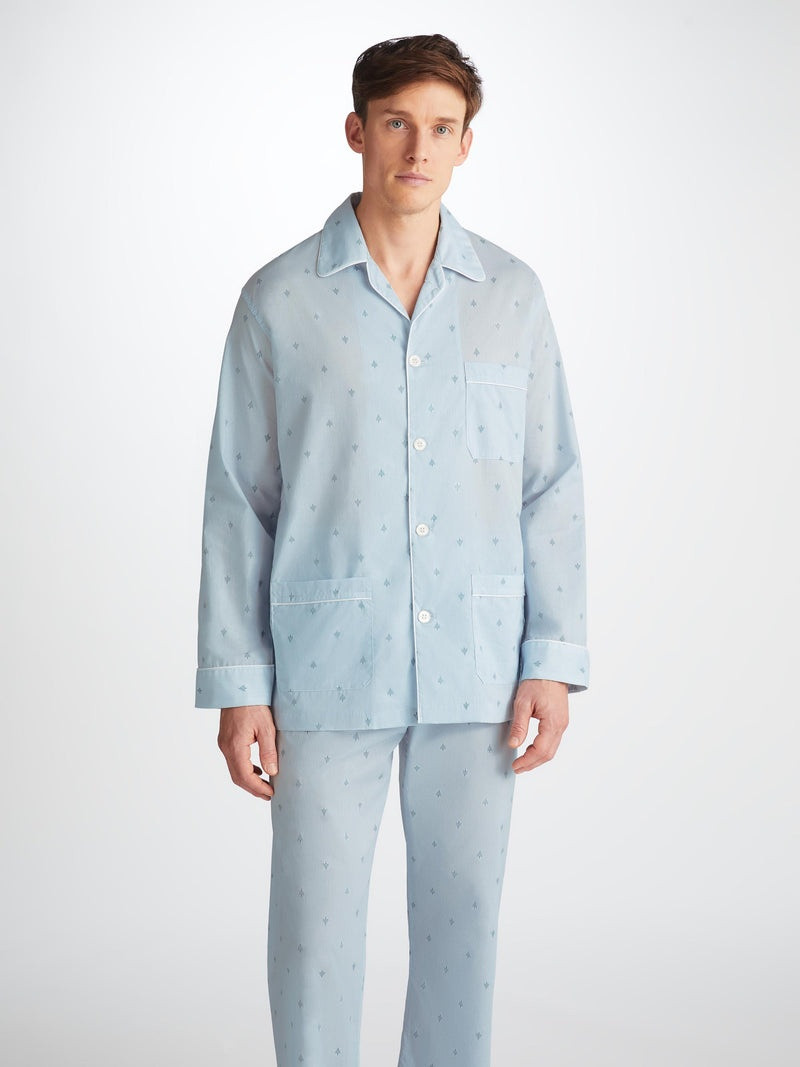 Men's Classic Fit Pajamas Nelson 100 Cotton Batiste Blue 6
