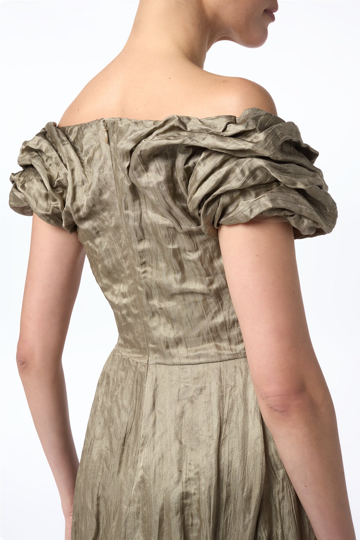 Juniper Maxi Dress in Gunmetal Metallic Silk - 3