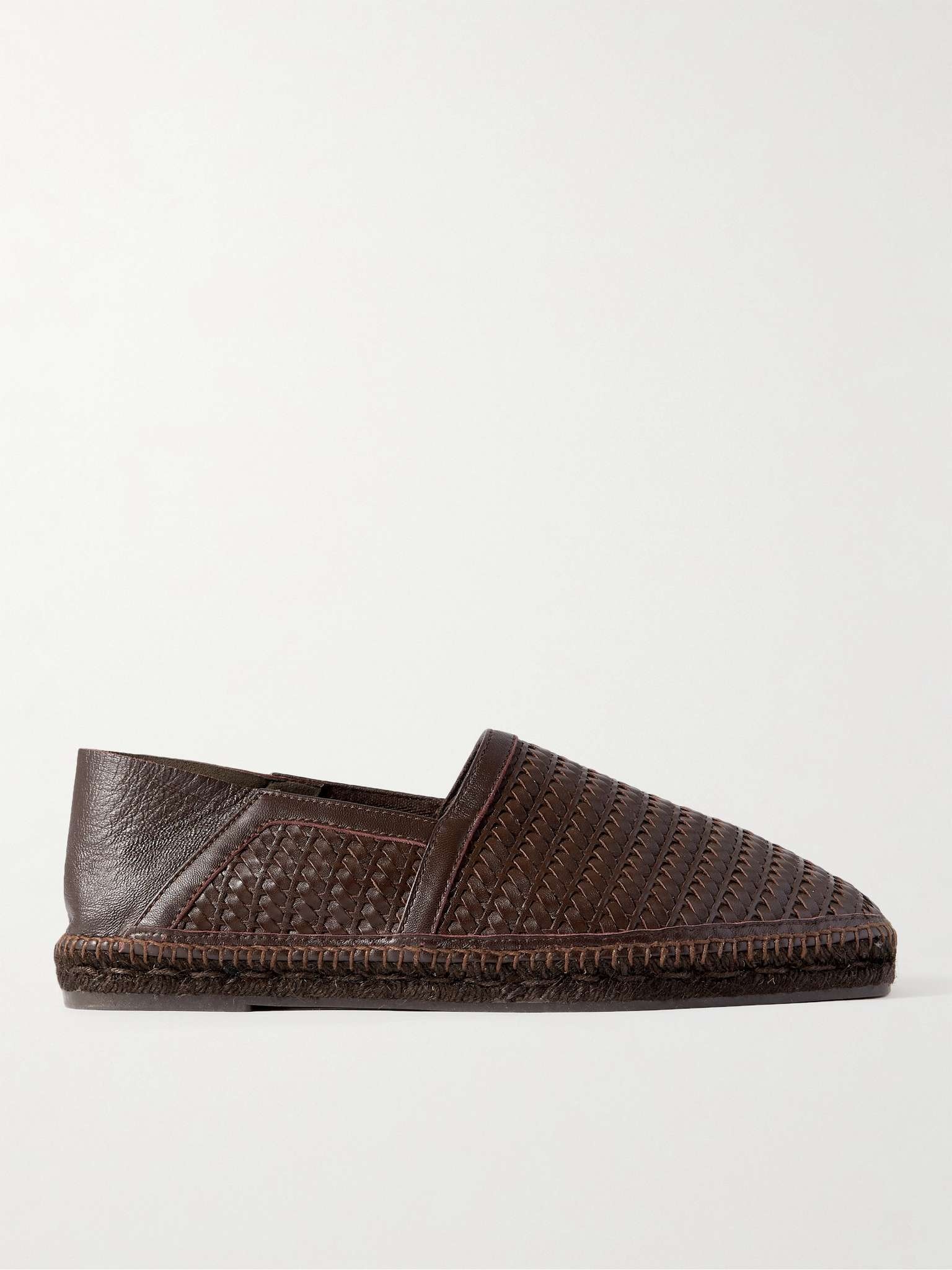 Barnes Collapsible-Heel Woven Leather Espadrilles - 1