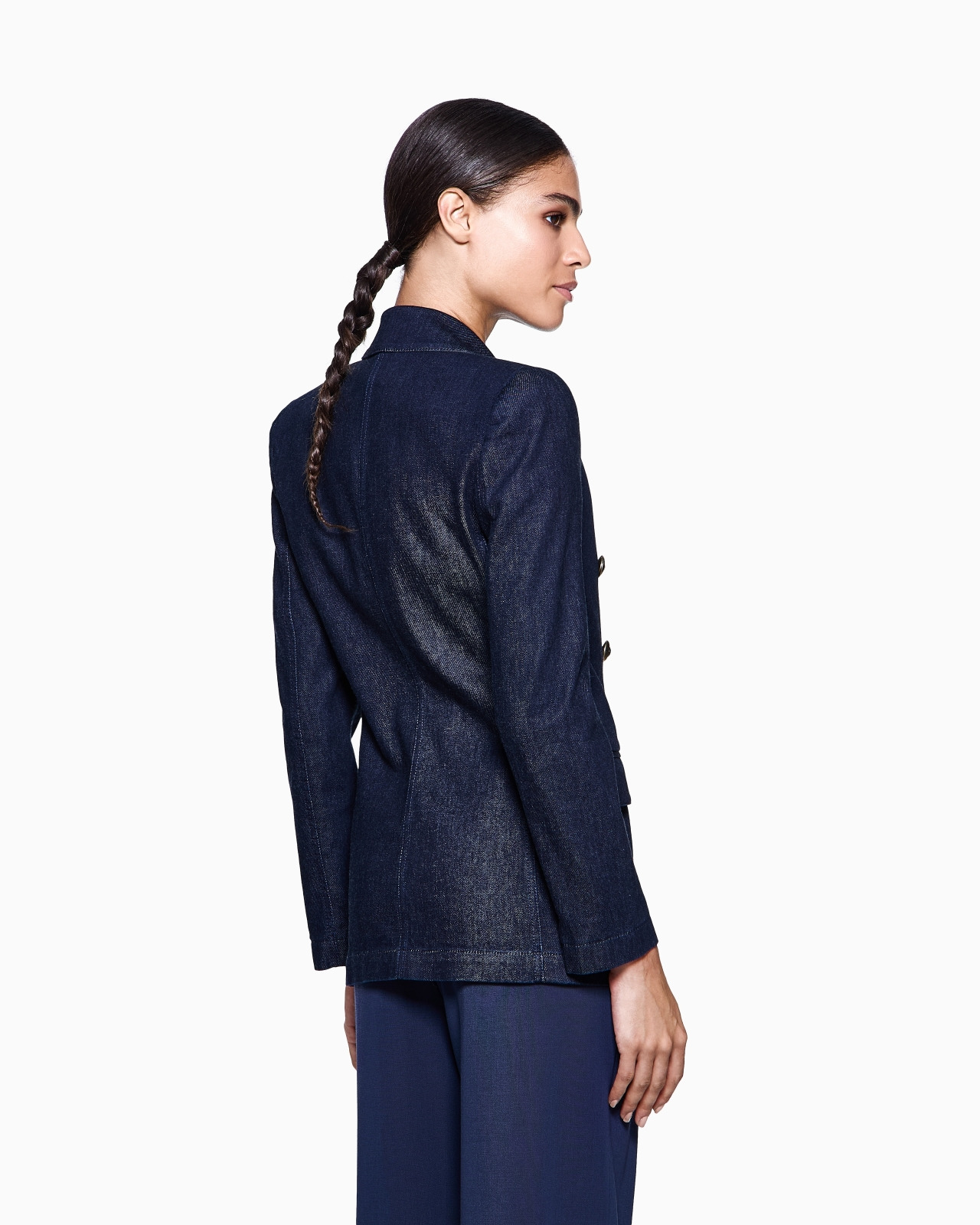 DENIM COLLECTION DOUBLE-BREASTED JACKET IN STRETCH DENIM - 3