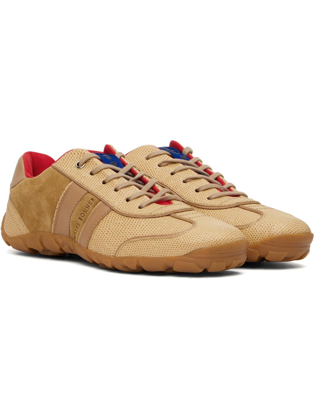 Beige Leather Sneakers - 4