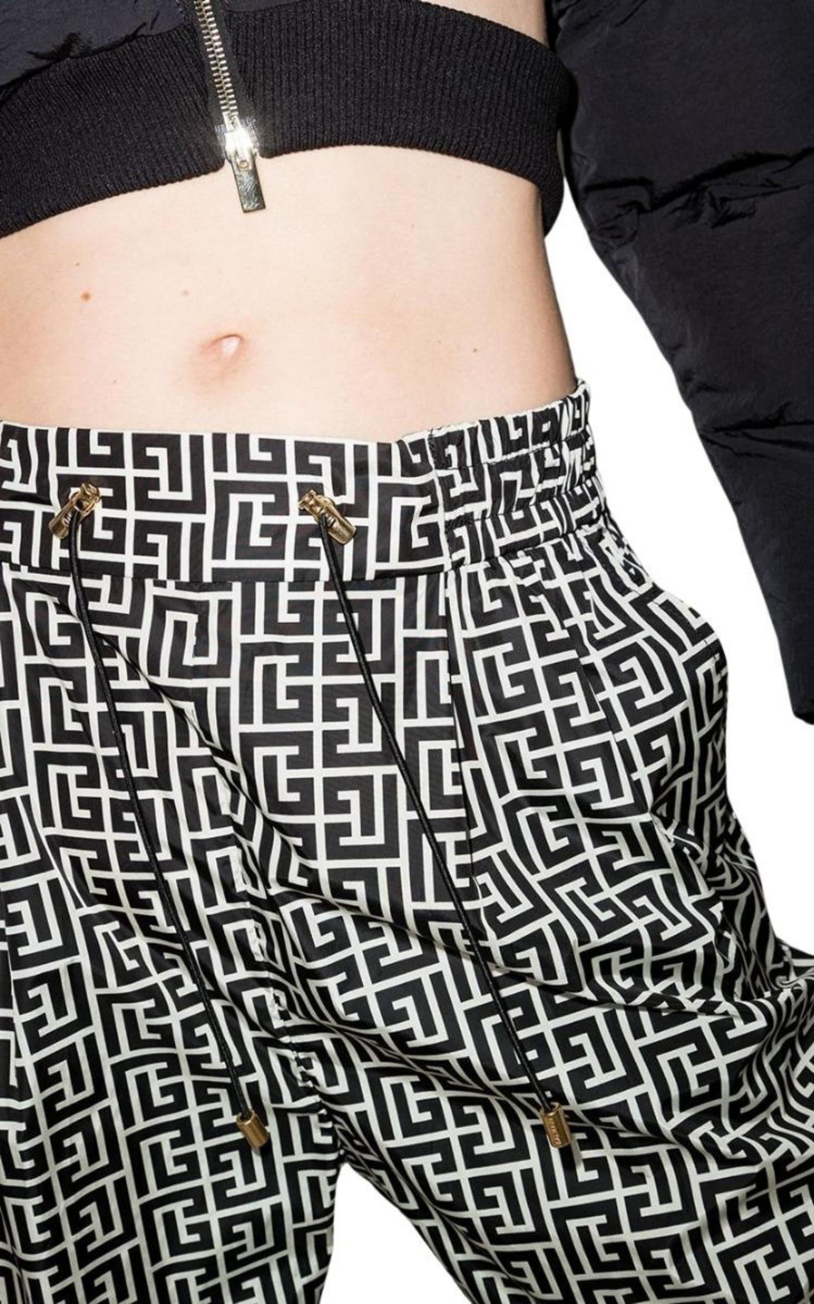 Monogram Print Cropped Track Pants - 4