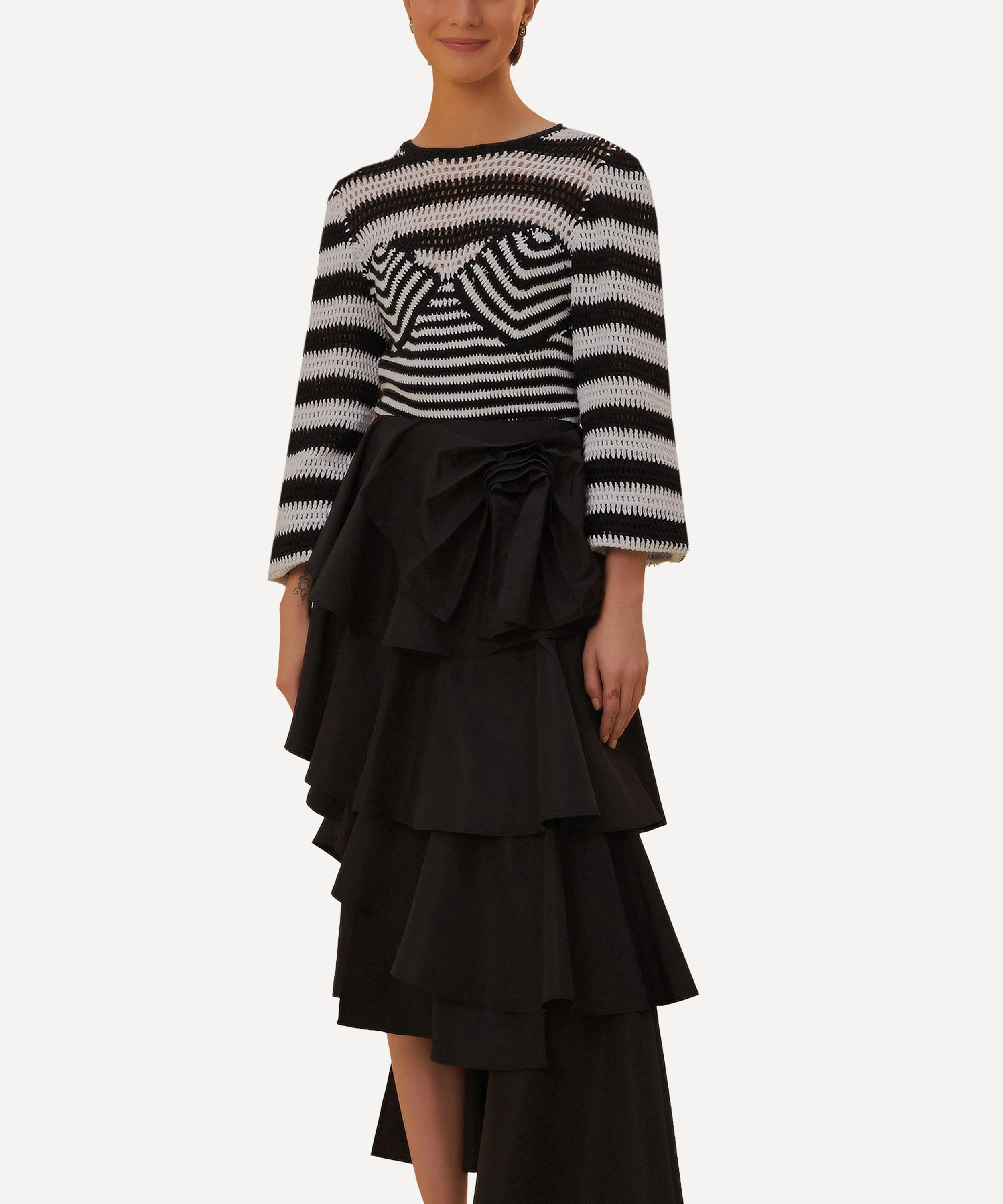 Black Tiered Bow Detail Maxi-Skirt - 2