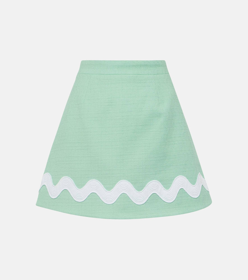 High-rise cotton-blend tweed miniskirt - 1