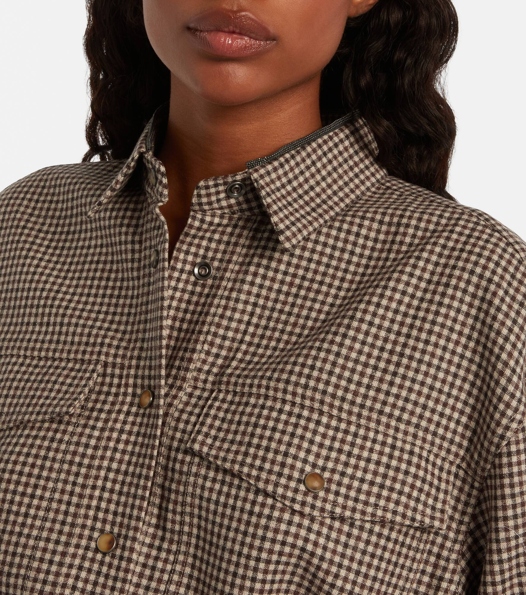 Checked virgin wool overshirt - 4
