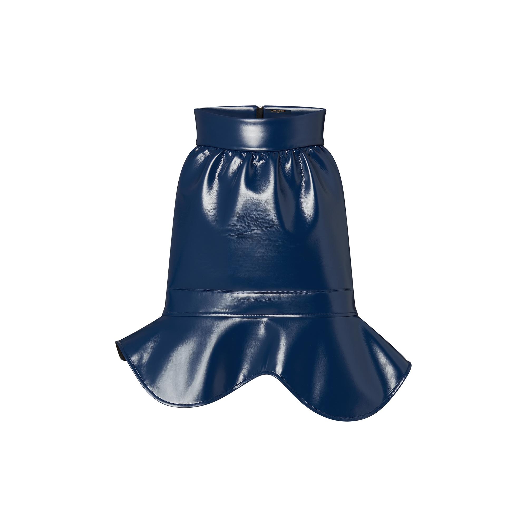 Flounce Hem Glossy Skirt - 1