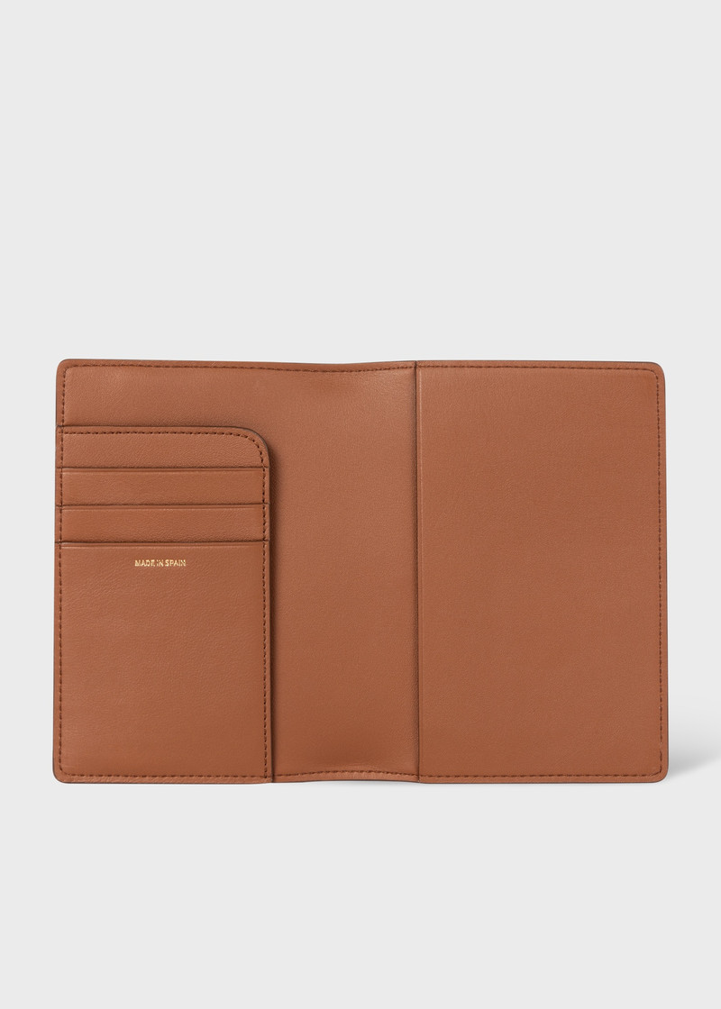 Paul Smith Brown Woven Front Calf Leather Passport Cover Wallet outlook