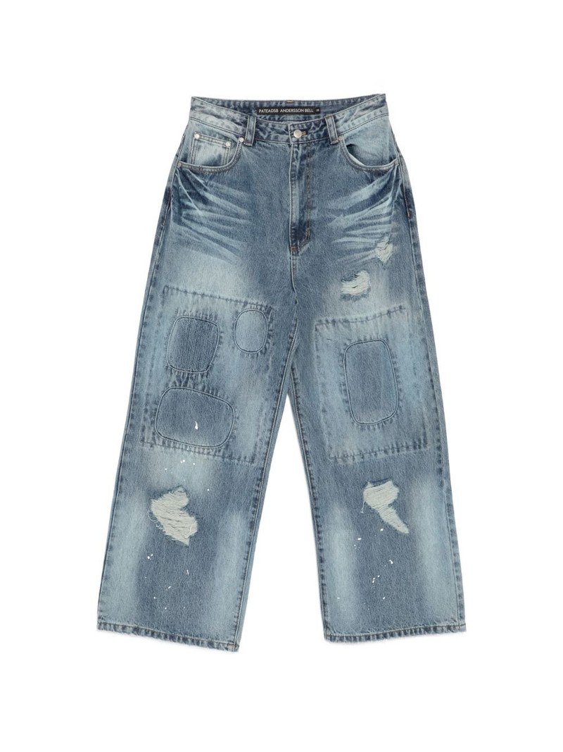 patchwork distressed jeans 1