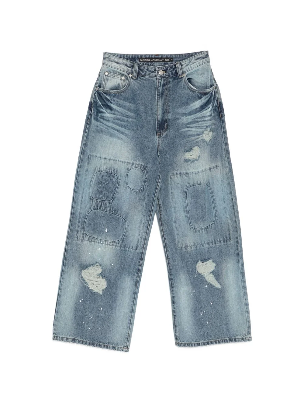 patchwork distressed jeans - 1