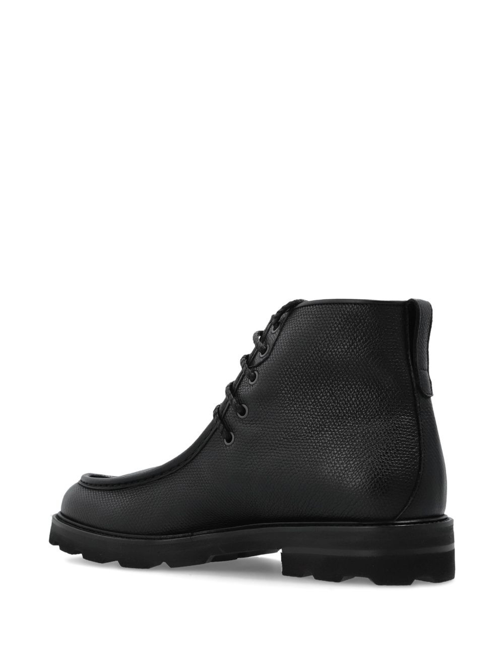 lace-up textured leather biker boots - 4