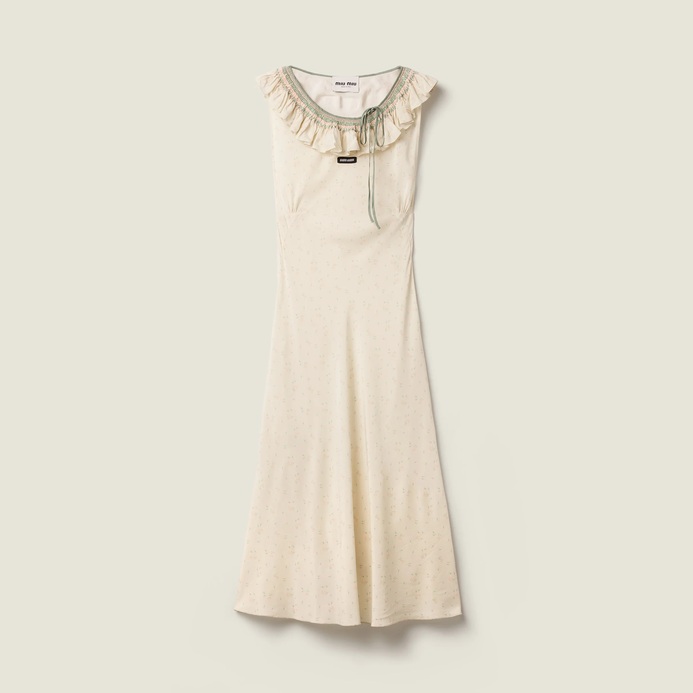Embroidered marocain crepe dress - 1