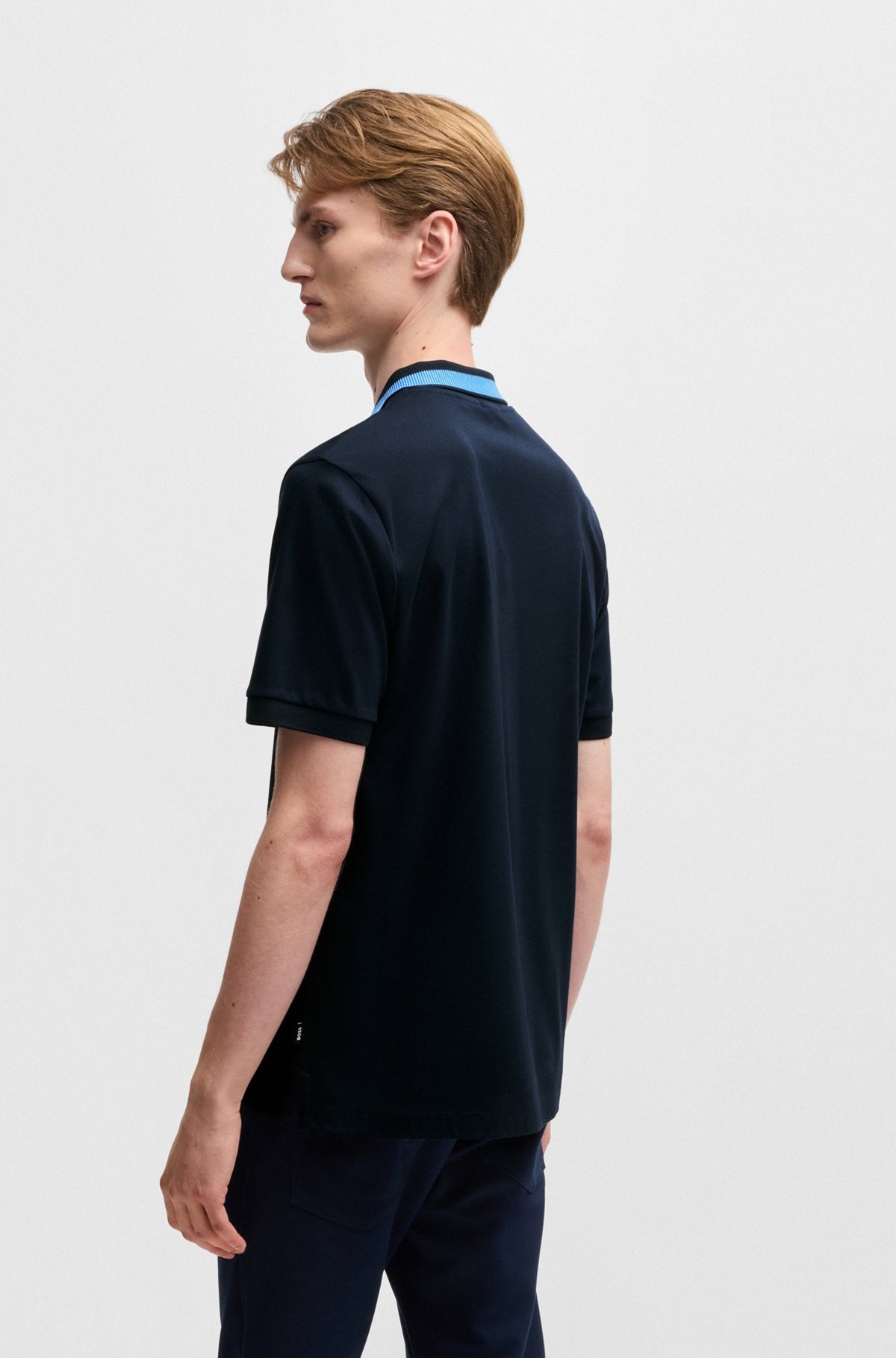 MERCERIZED-COTTON SLIM-FIT POLO SHIRT WITH COLLAR STRIPE - 5