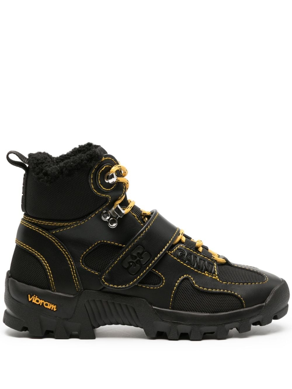 スニーカー Ganni Touch-Strap High-Top Sneakers GANNI high-top zip-up Sneakers | Black | FARFETCH
