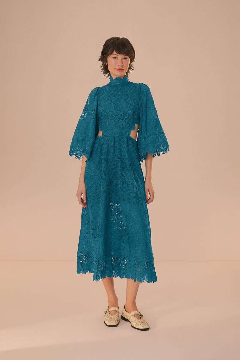 Green Guipire Cut-Out Midi Dress 1