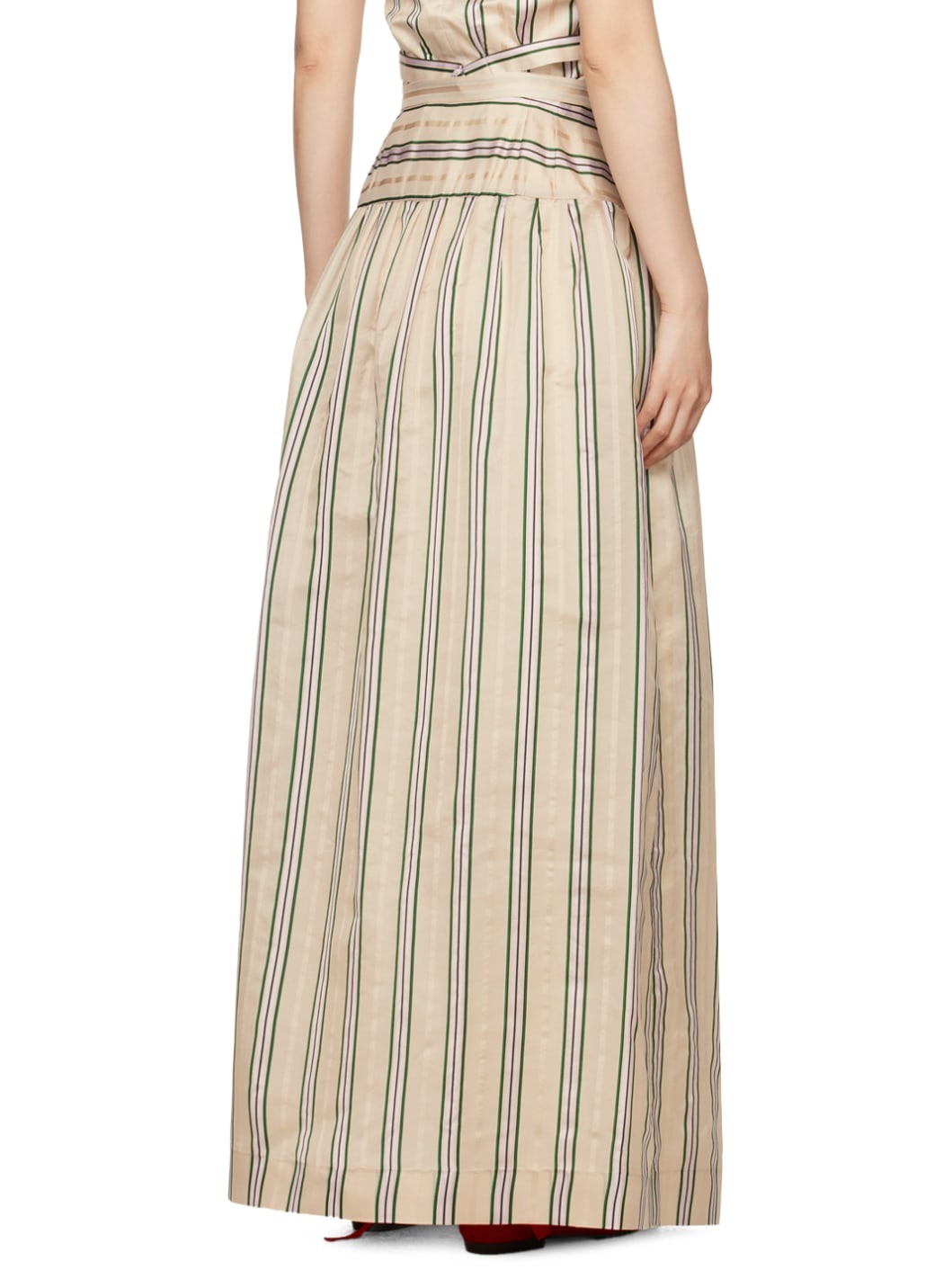 Beige Antique Stripe Stowe Midi Skirt - 3