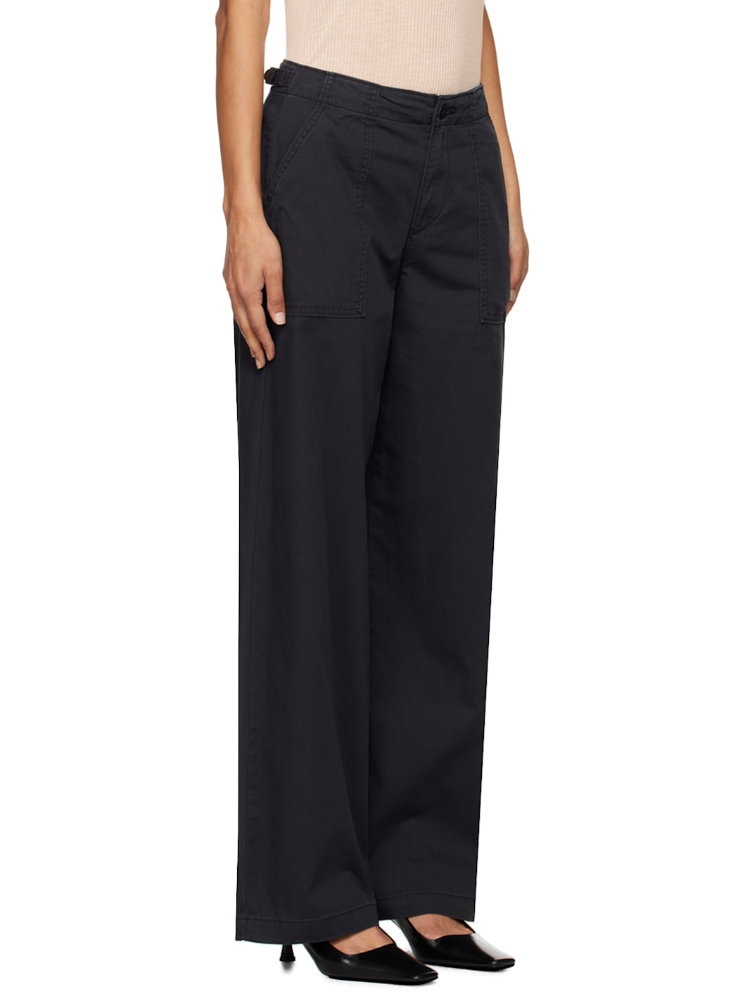 Black Surplus Straight Trousers - 2