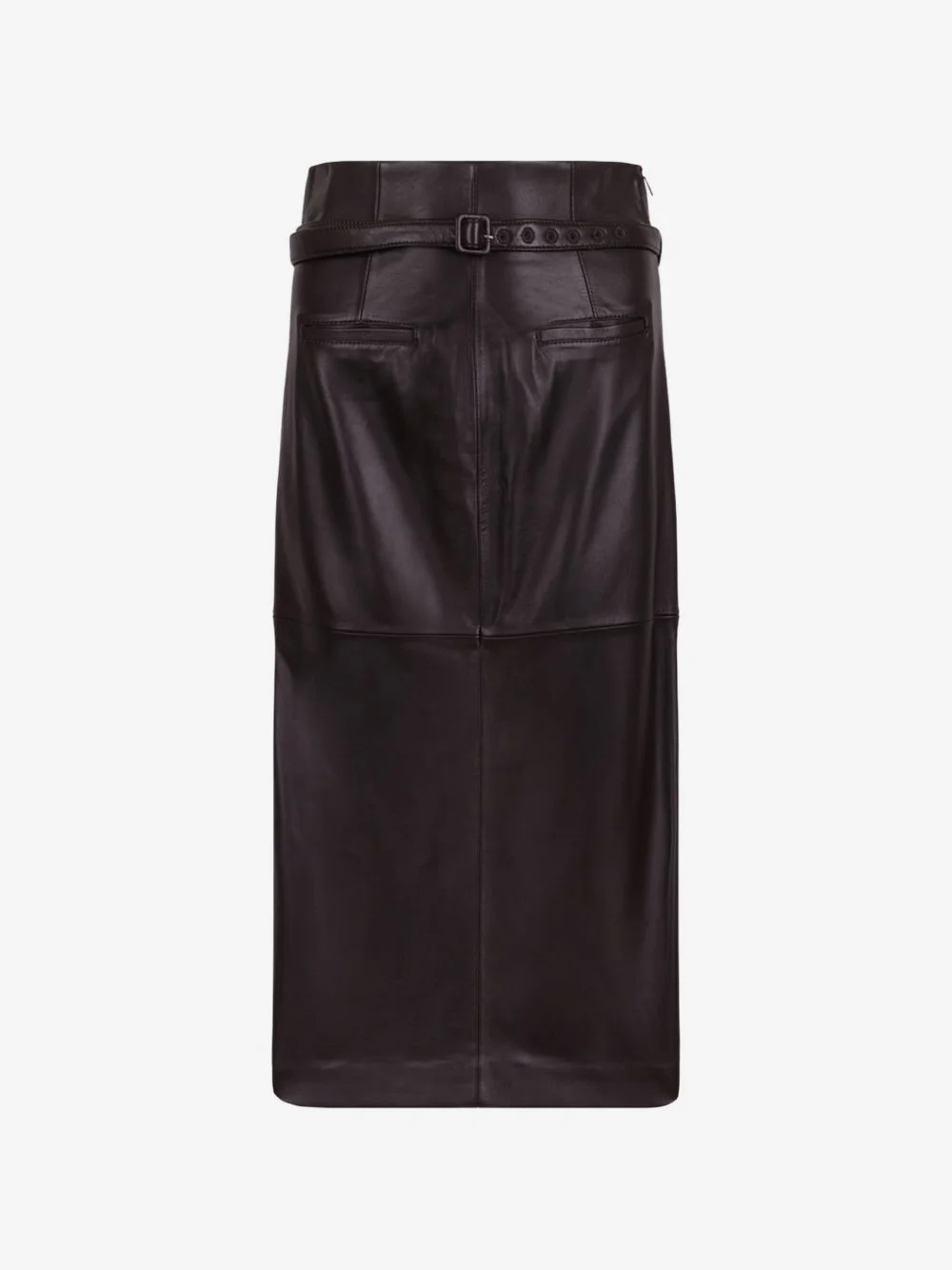 belted leather midi skirt - 1