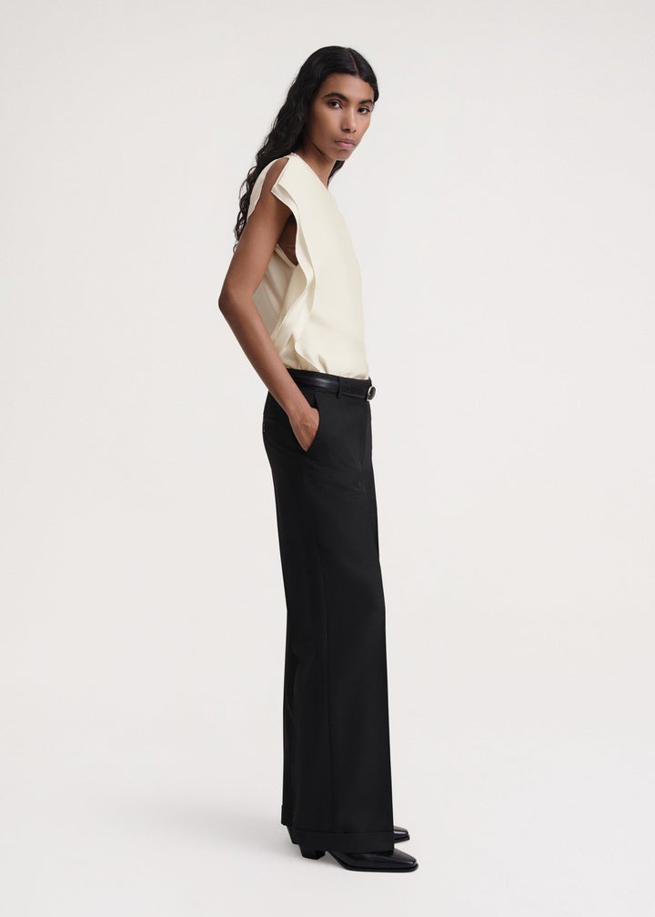 Side-drape crepe top macadamia - 3