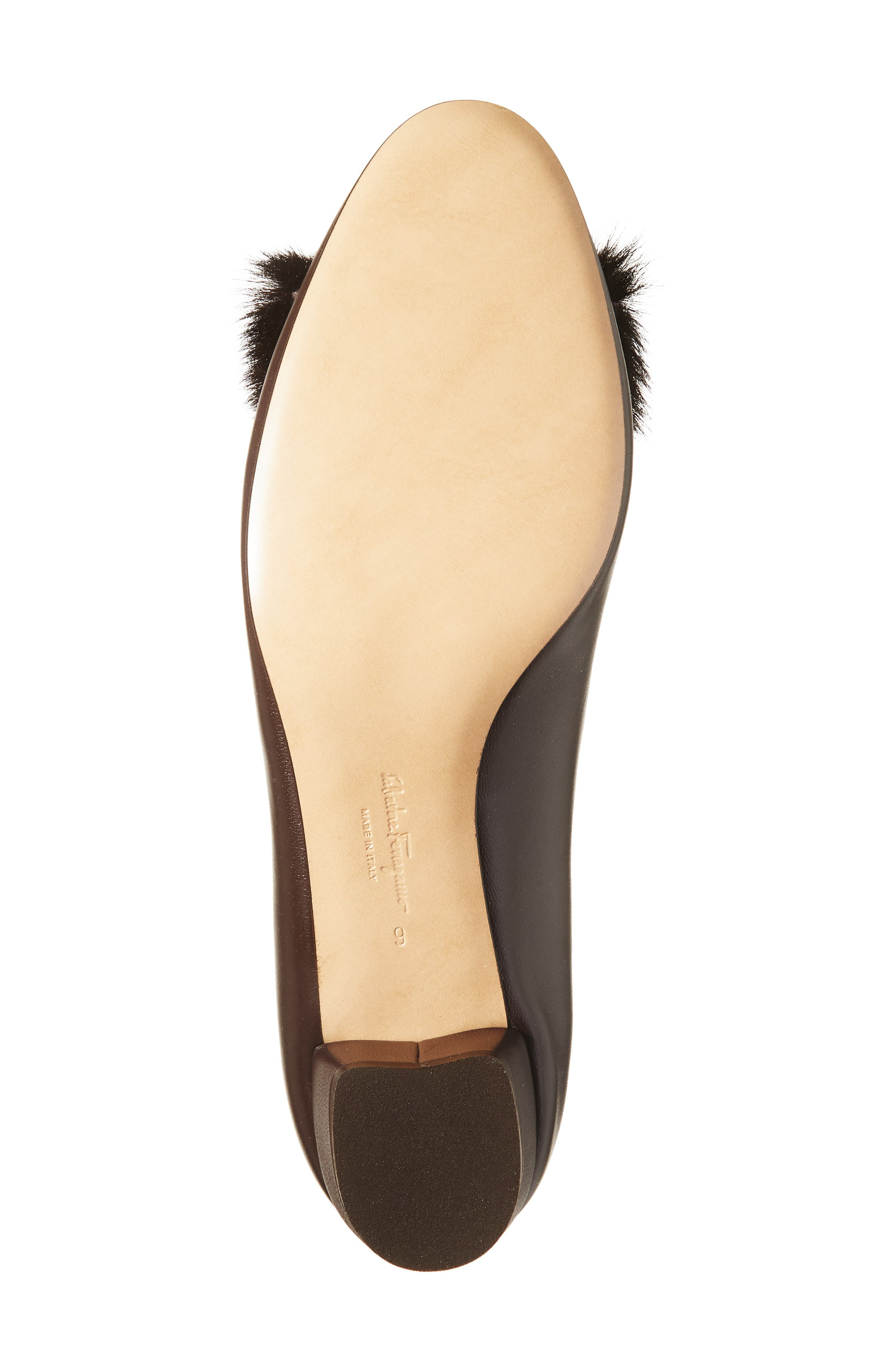 FERRAGAMO Vara Genuine Shearling Bow Pump in Testa Di Moro Biscotto Ai2011 at Nordstrom - 6