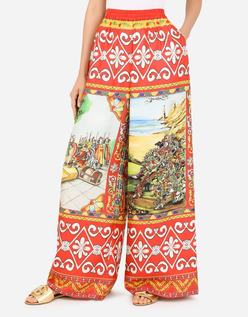 Carretto-print silk pants 4