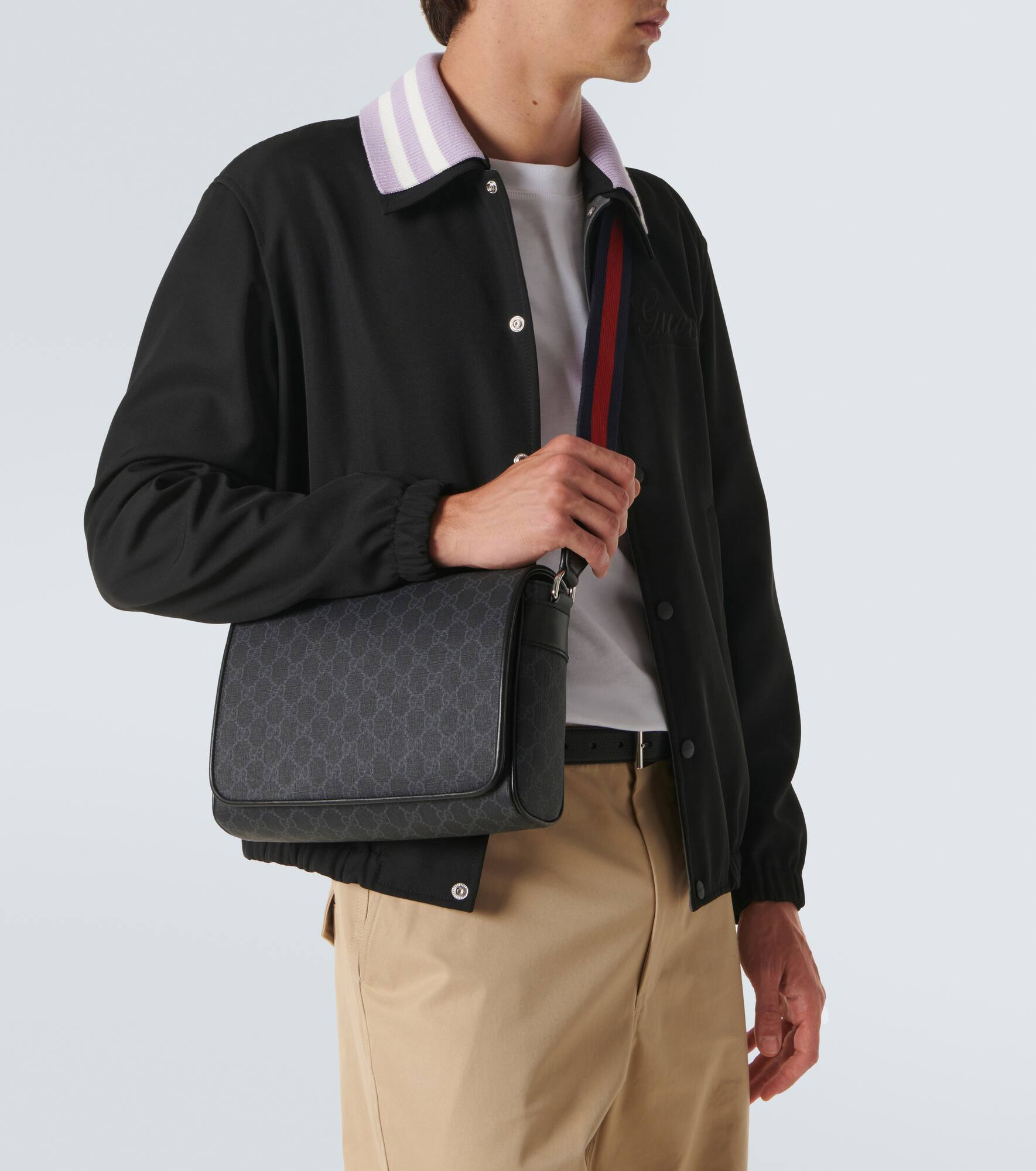 Leather-trimmed GG canvas crossbody bag - 3