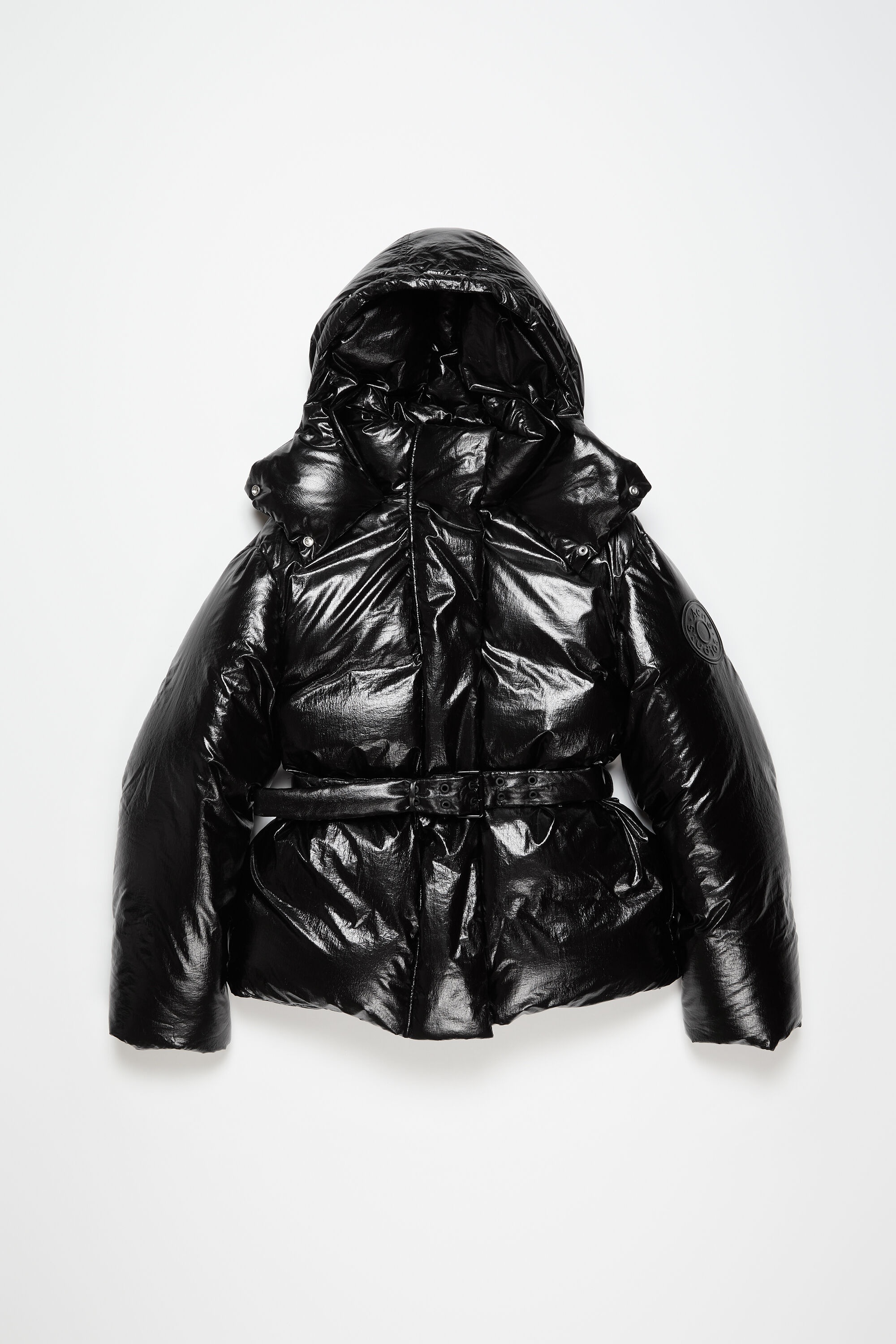Hooded puffer jacket - Black - 1