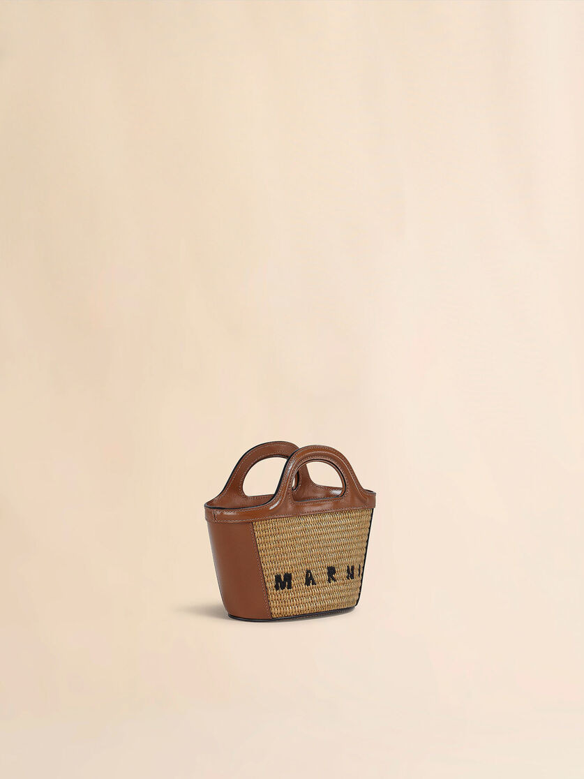 TROPICALIA MICRO BAG IN BROWN LEATHER AND RAFFIA - 6