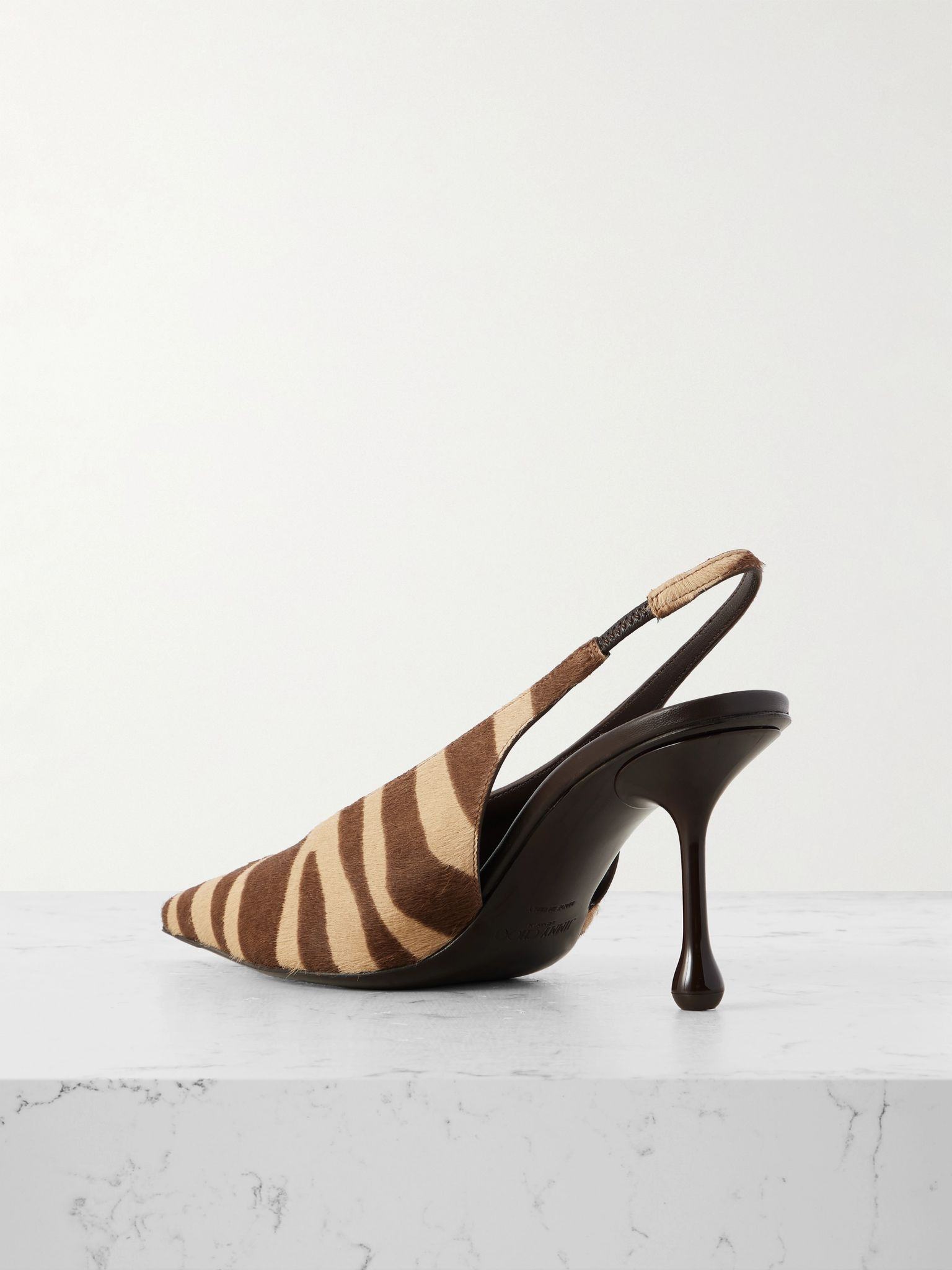 Isa 80 zebra-print calf hair slingback sandals Chocolate - 3