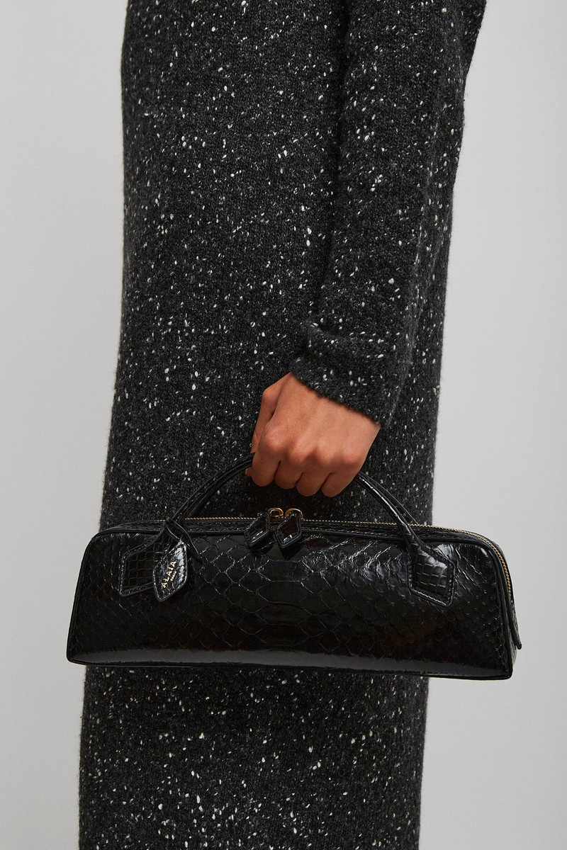 Alaïa Le Teckel black shiny python clutch outlook