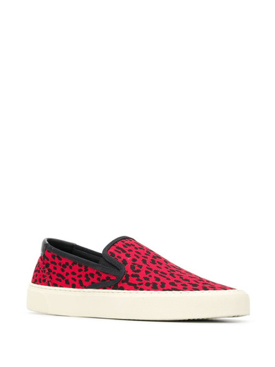 SAINT LAURENT Venice leopard print low-top sneakers outlook