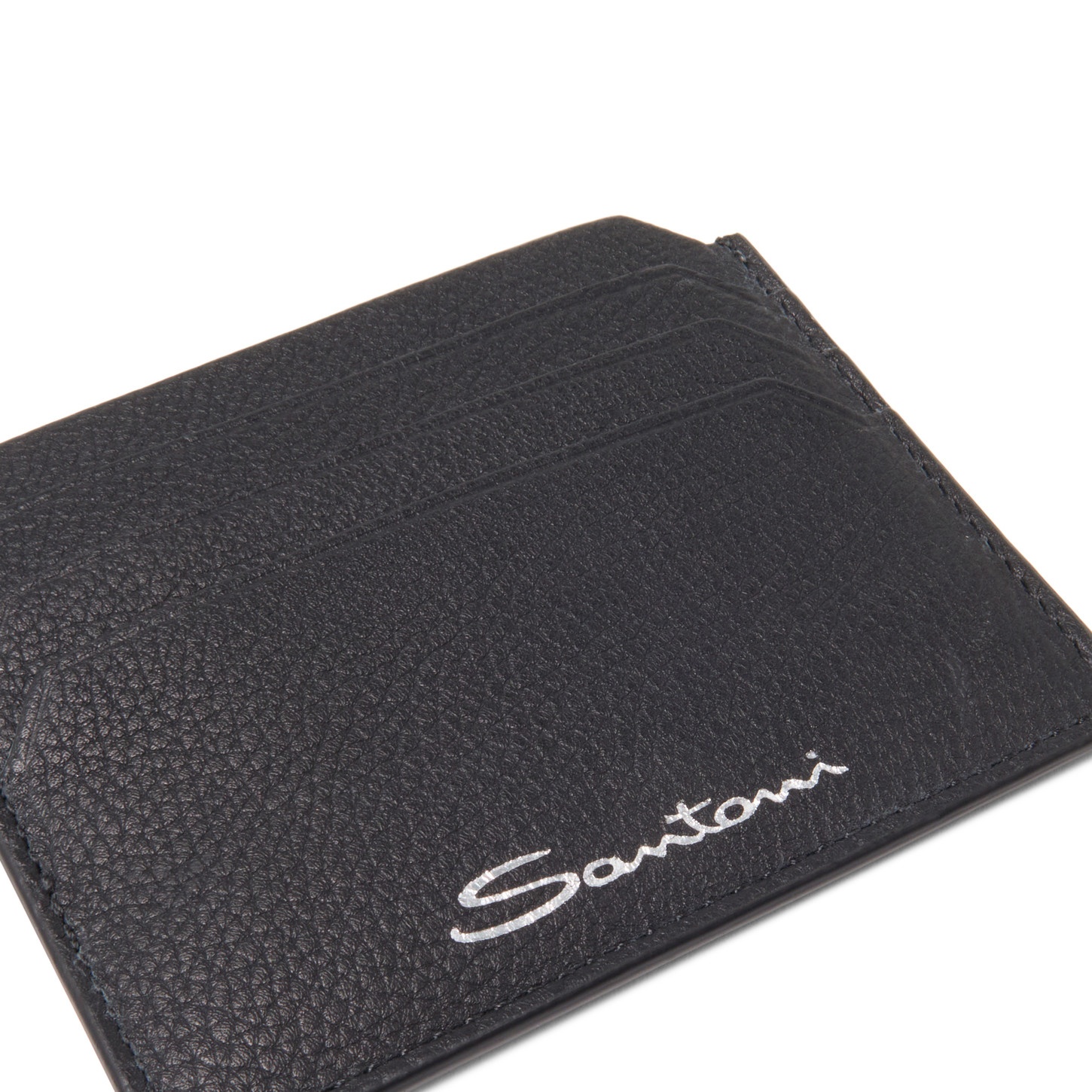 Black tumbled leather credit card holder - 2