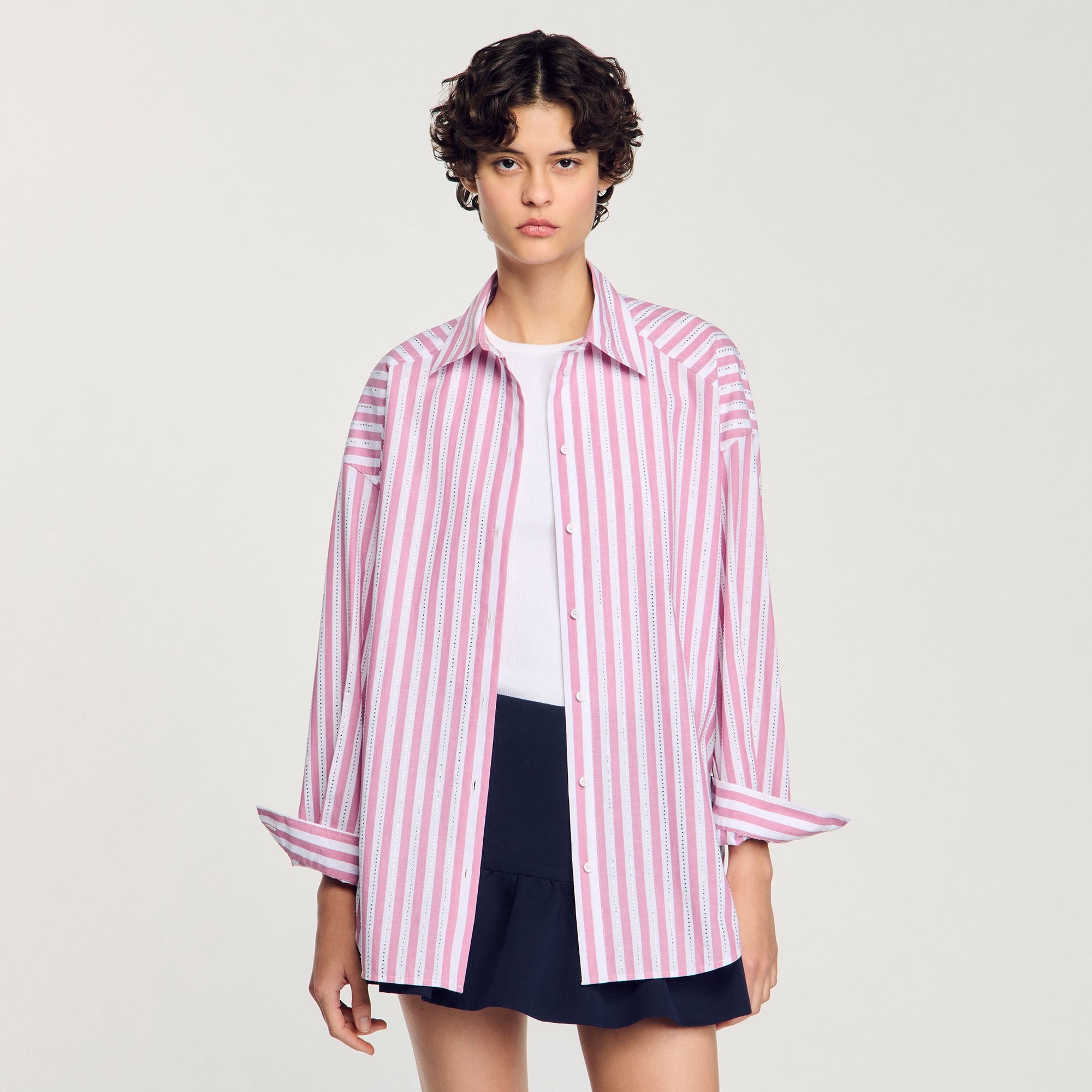 STRIPED RHINESTONE SHIRT - 4