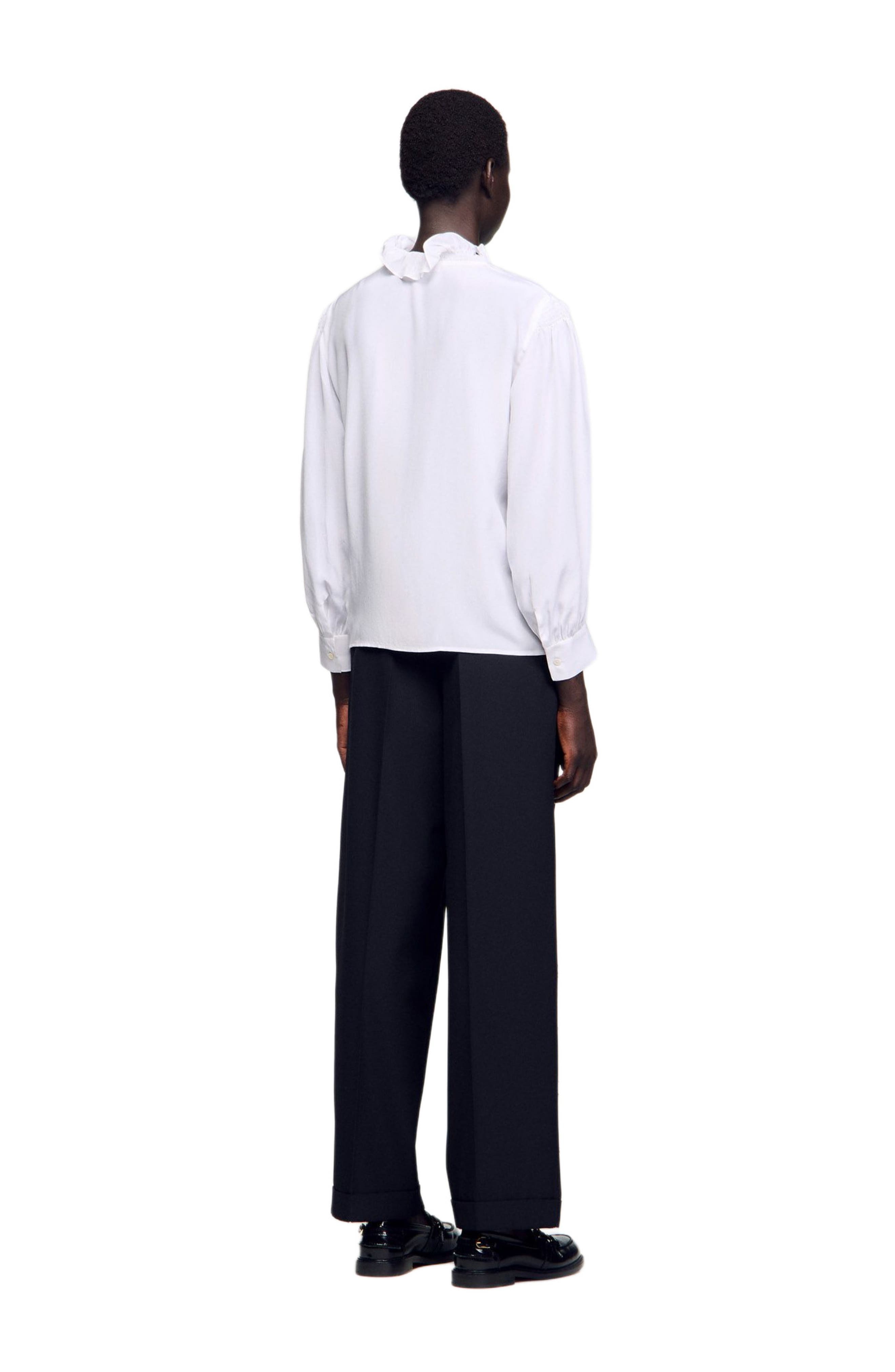 SANDRO Floaty silk shirt in White at Nordstrom - 8