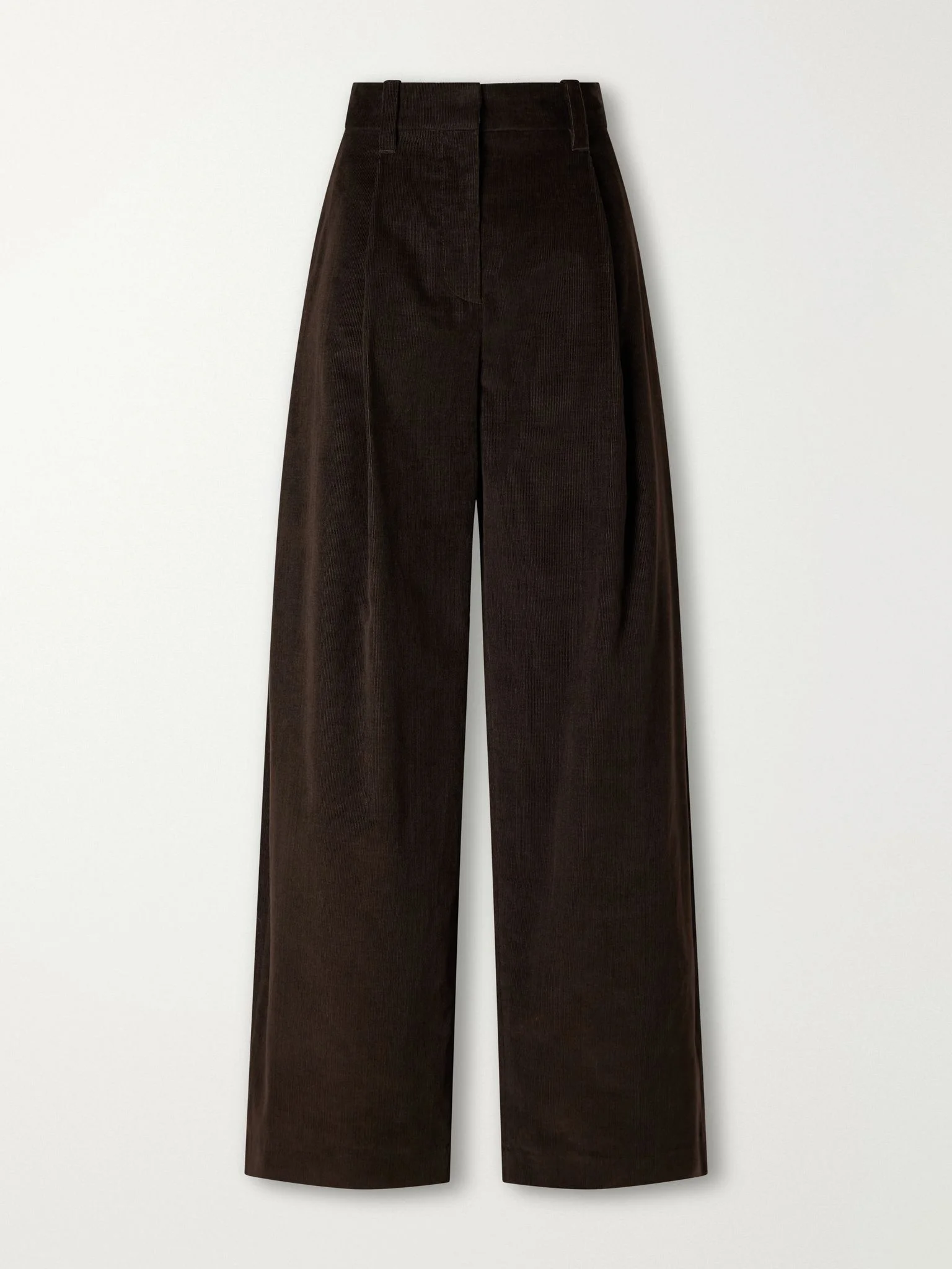 Cotton-blend corduroy wide-leg pants Brown - 1