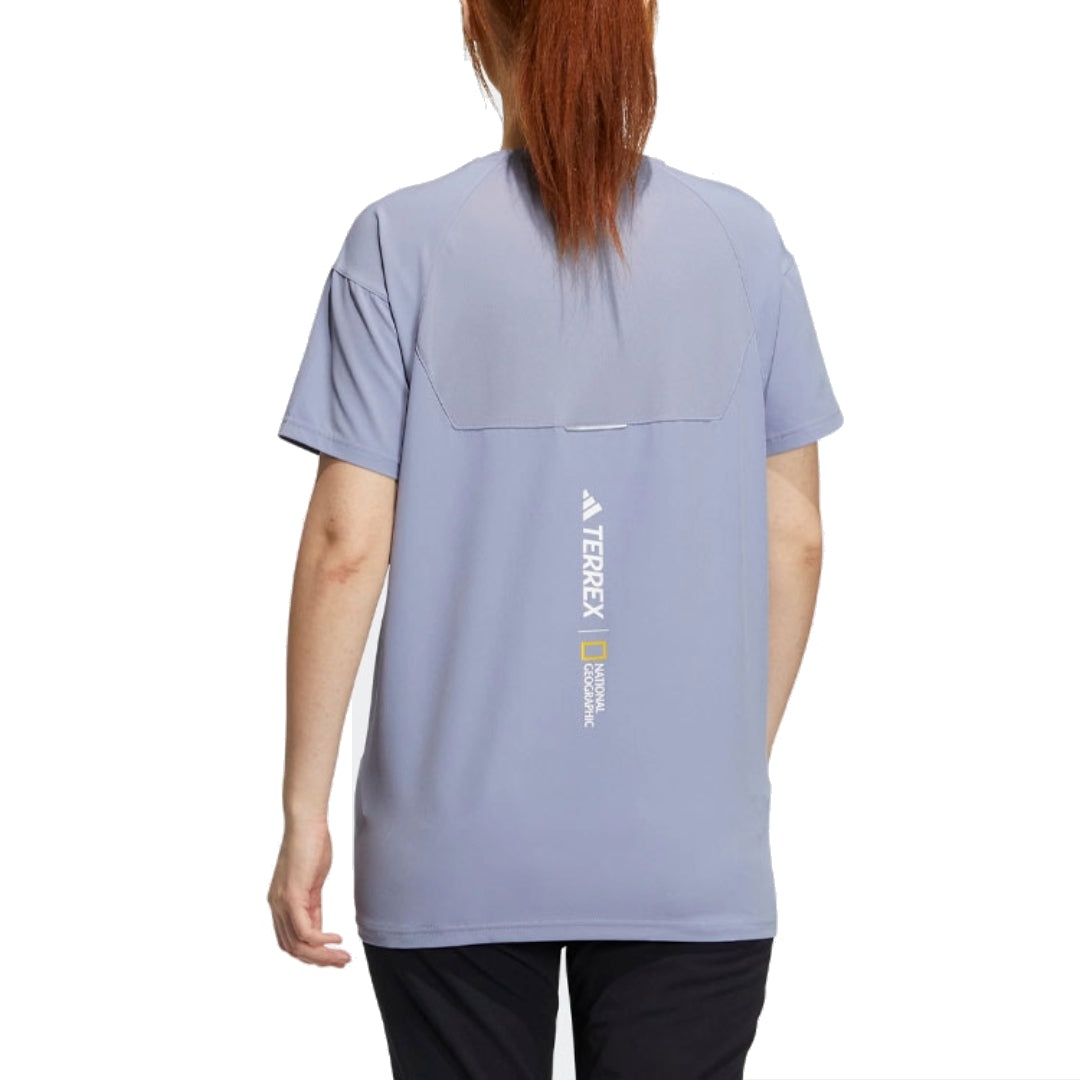 (WMNS) adidas National Geographic T-Shirt Asia Sizing 'Purple Yellow' IC1996 - 3