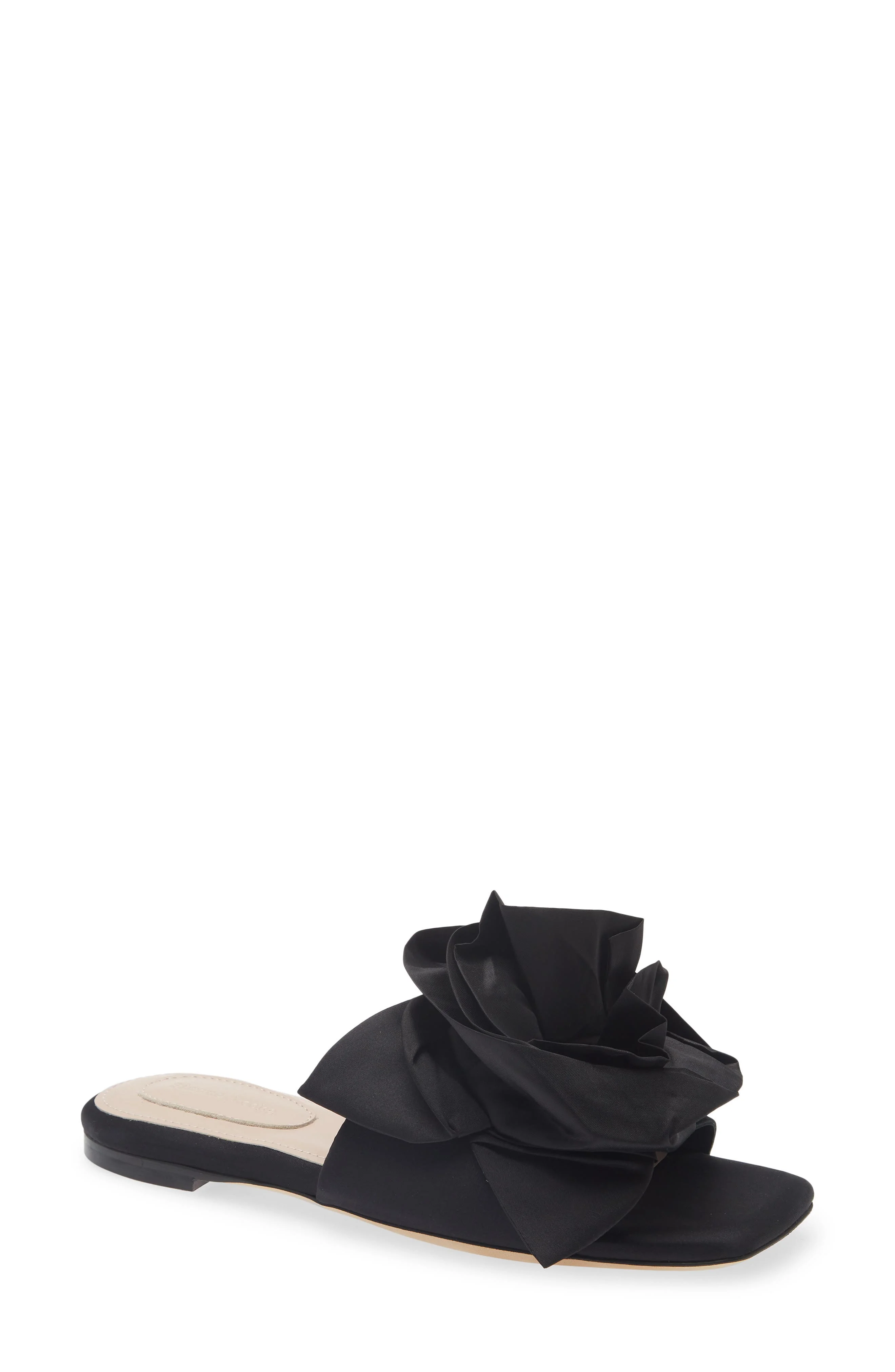Simone Rocha Pressed Rosette Slide Sandal in Black/Black at Nordstrom - 1