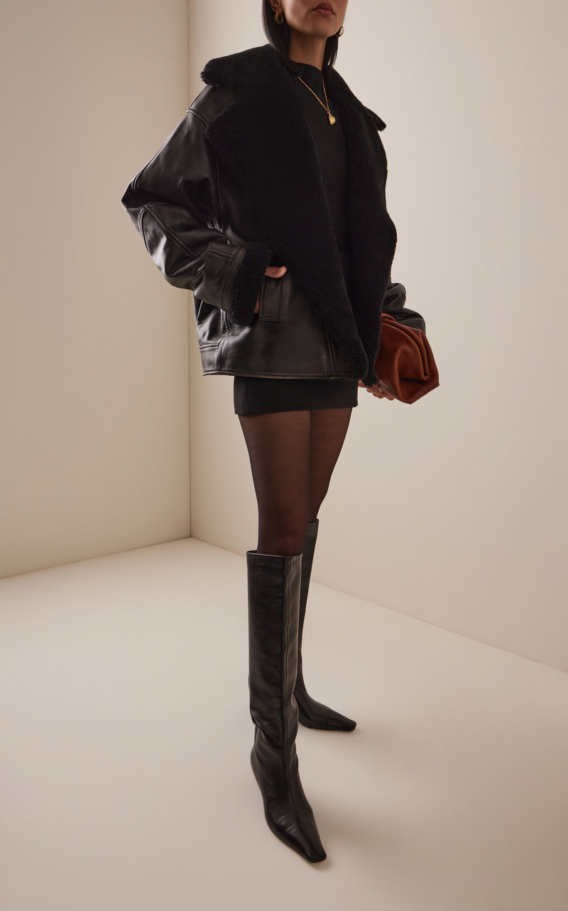 The Garment Val D. Aviator Lambskin Leather Jacket brown outlook