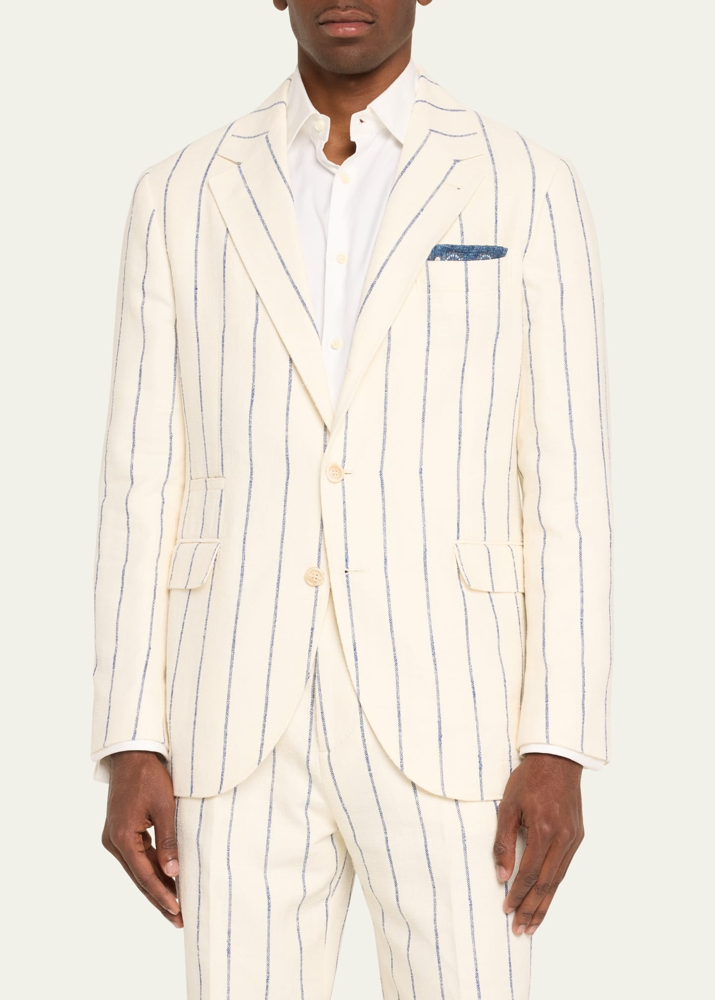 Men's Linen-Blend Large Stripe Suit - 4