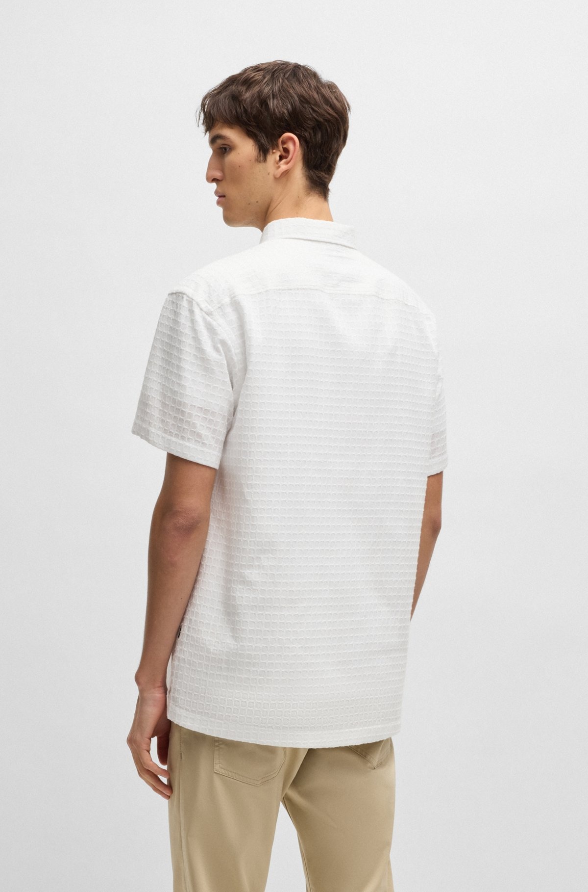 RELAXED-FIT SHIRT IN WAFFLE-STRUCTURED COTTON - 5