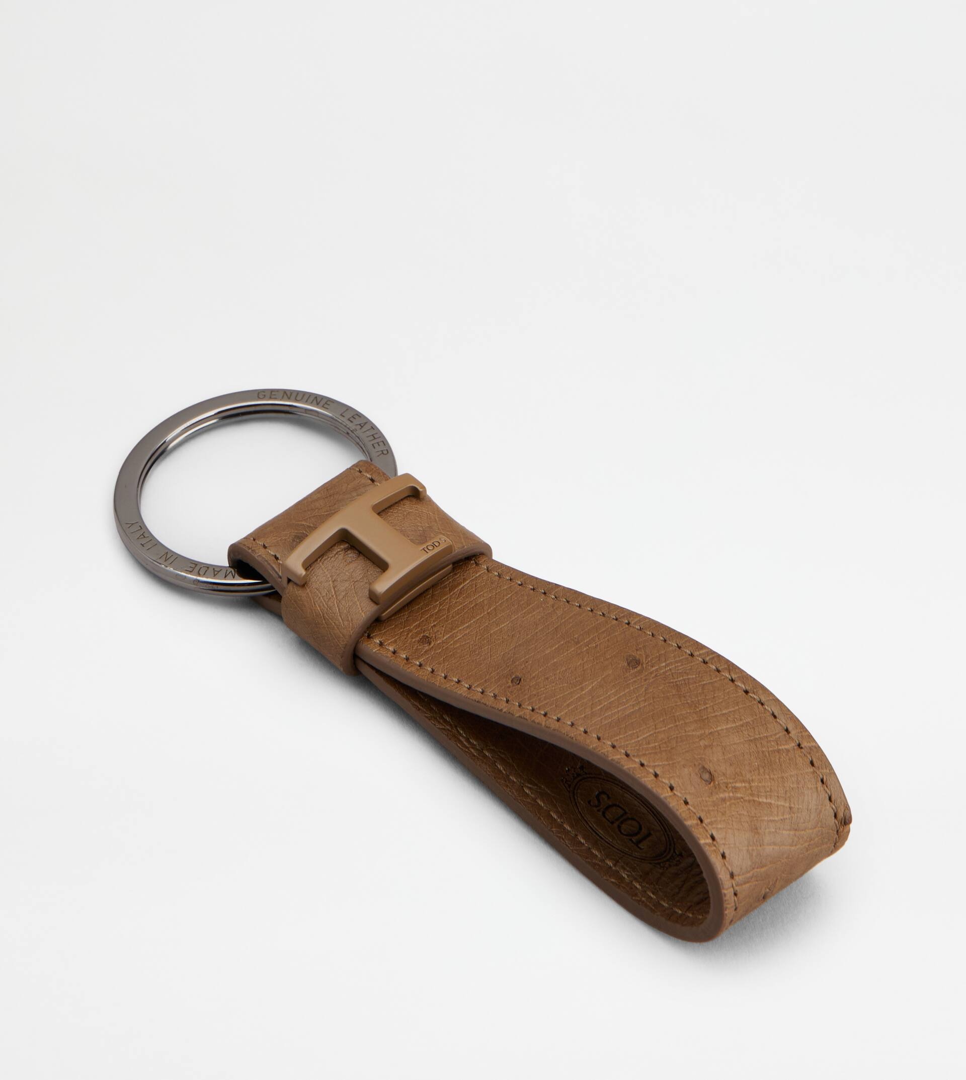 KEY HOLDER IN OSTRICH - BROWN - 2