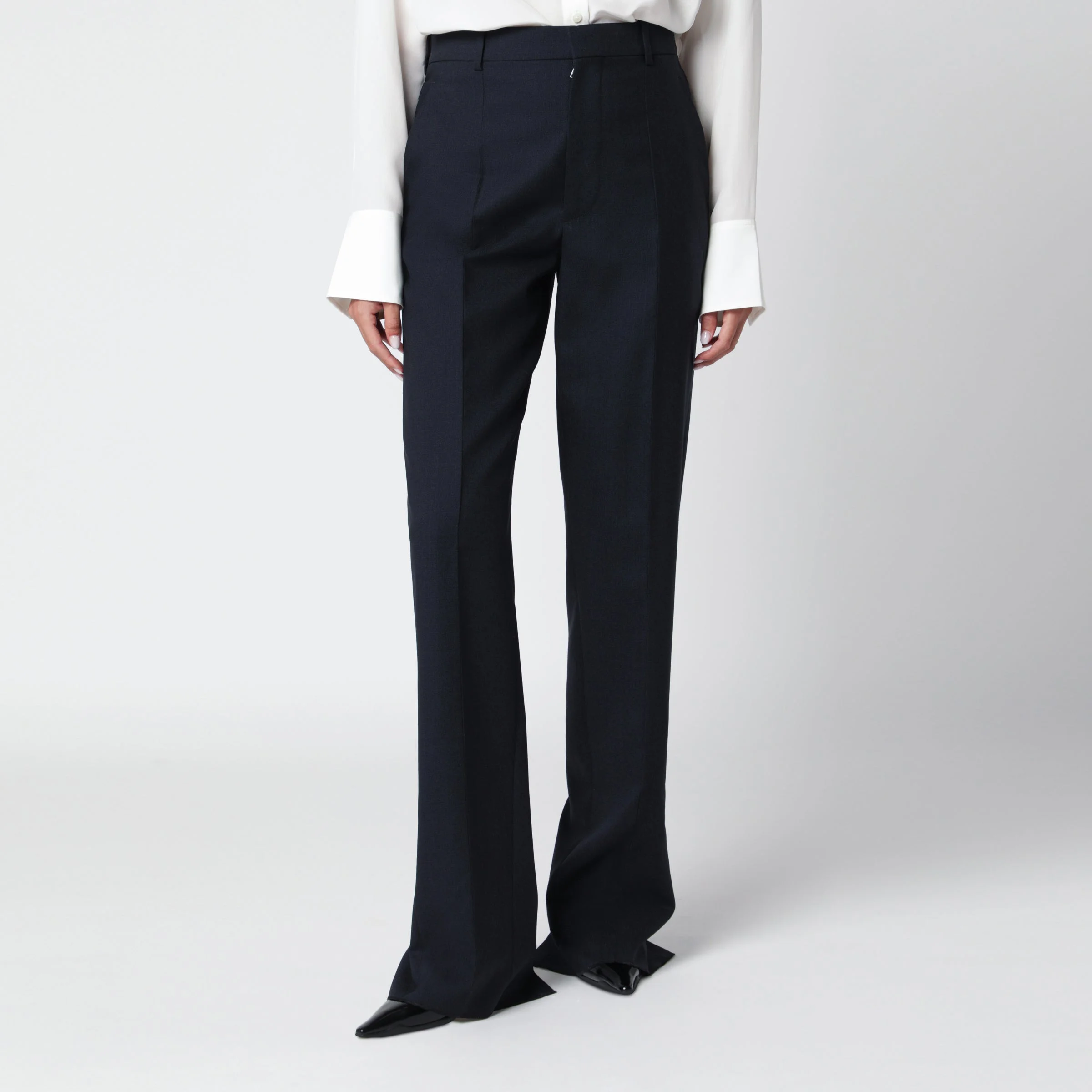 Midnight blue Shetland wool trousers - 1