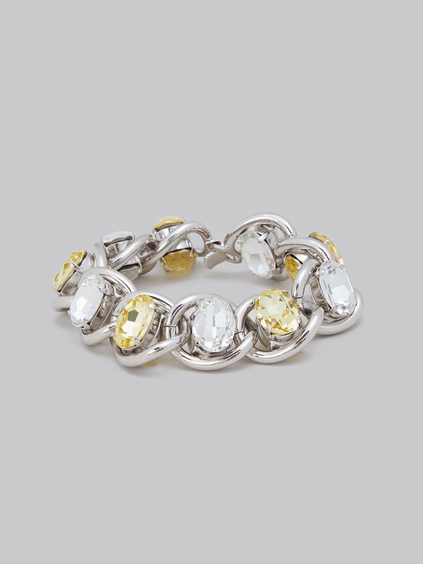 CLEAR AND YELLOW RHINESTONE CHUNKY CHAIN BRACELET - 4