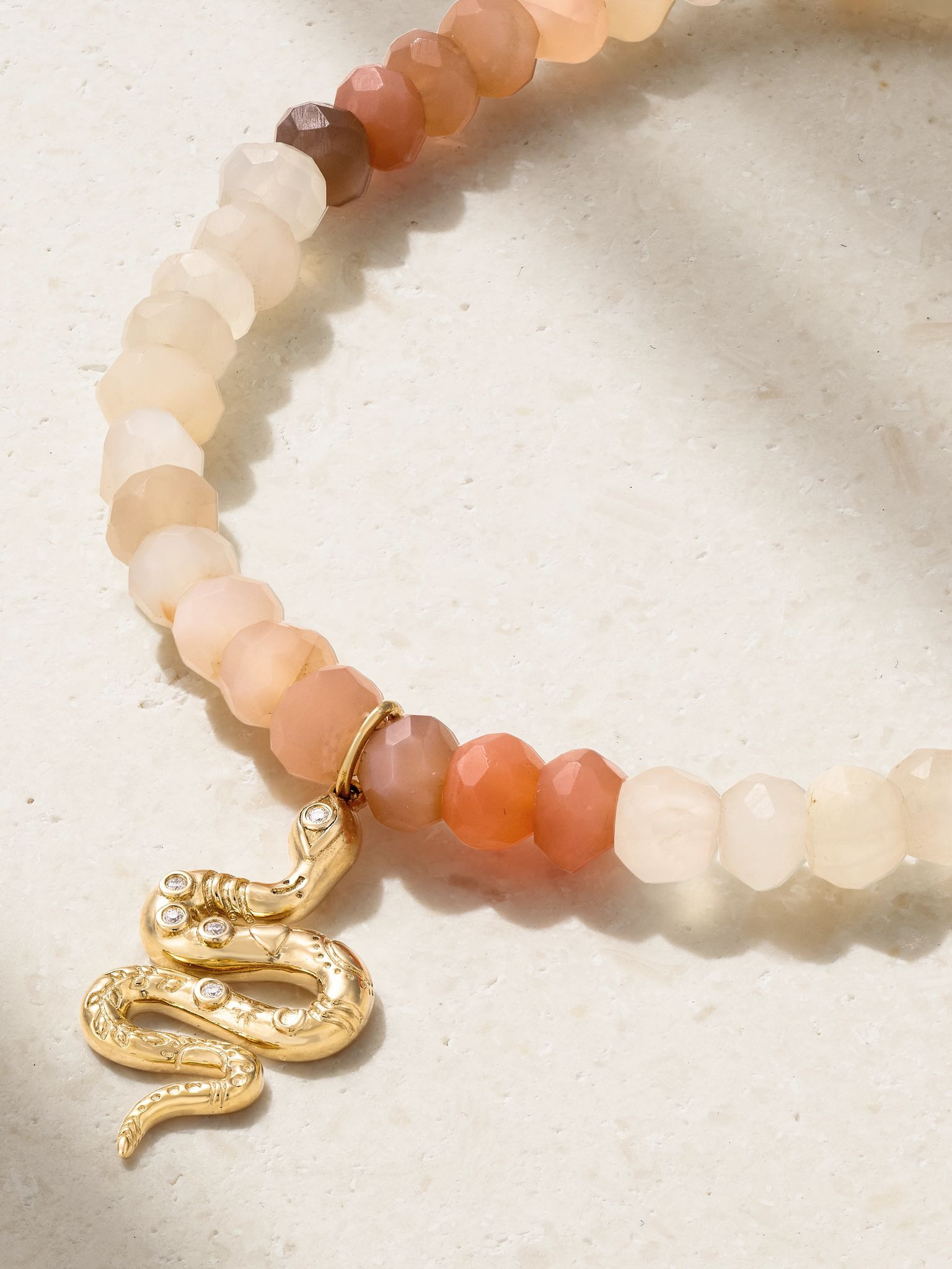 Snake 14-karat gold, moonstone and diamond bracelet Gold - 3