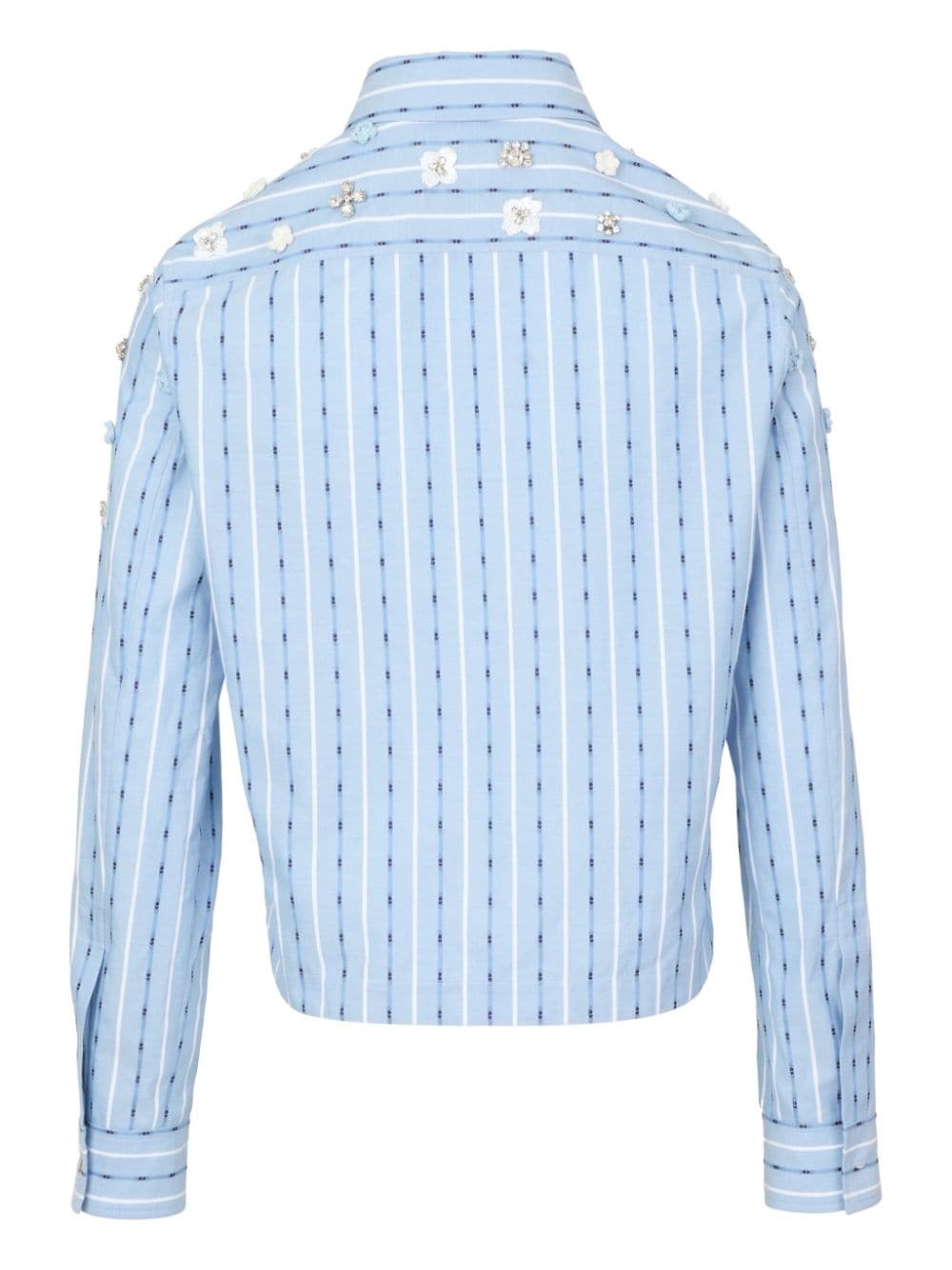 floral-appliqué striped shirt - 5