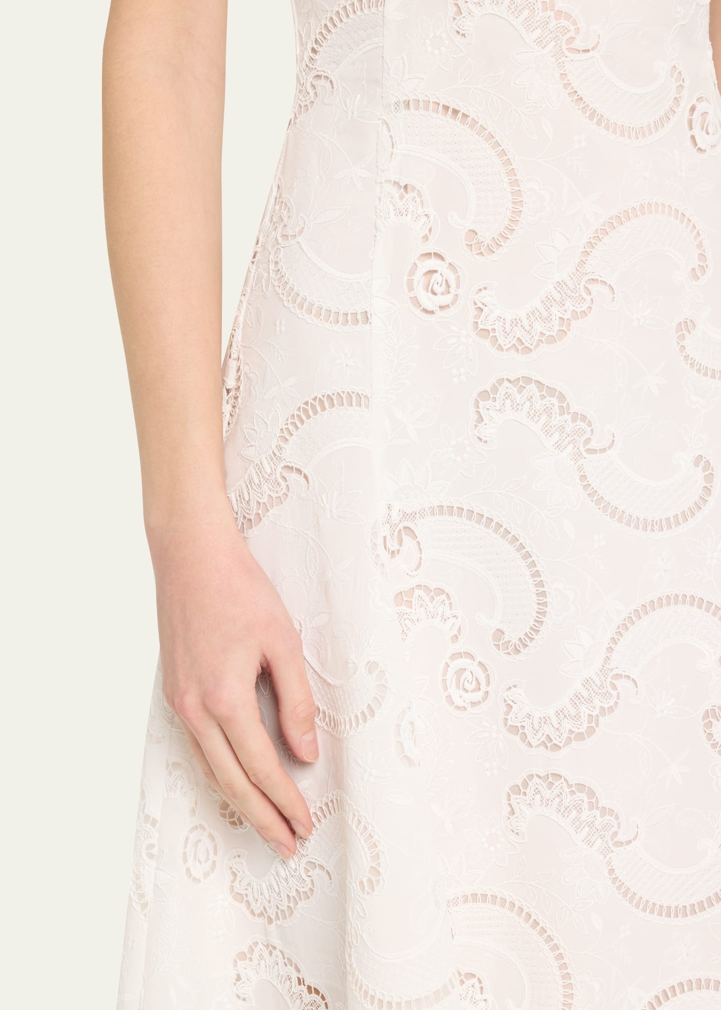 Scroll Guipure Lace High-Low Day Dress - 5