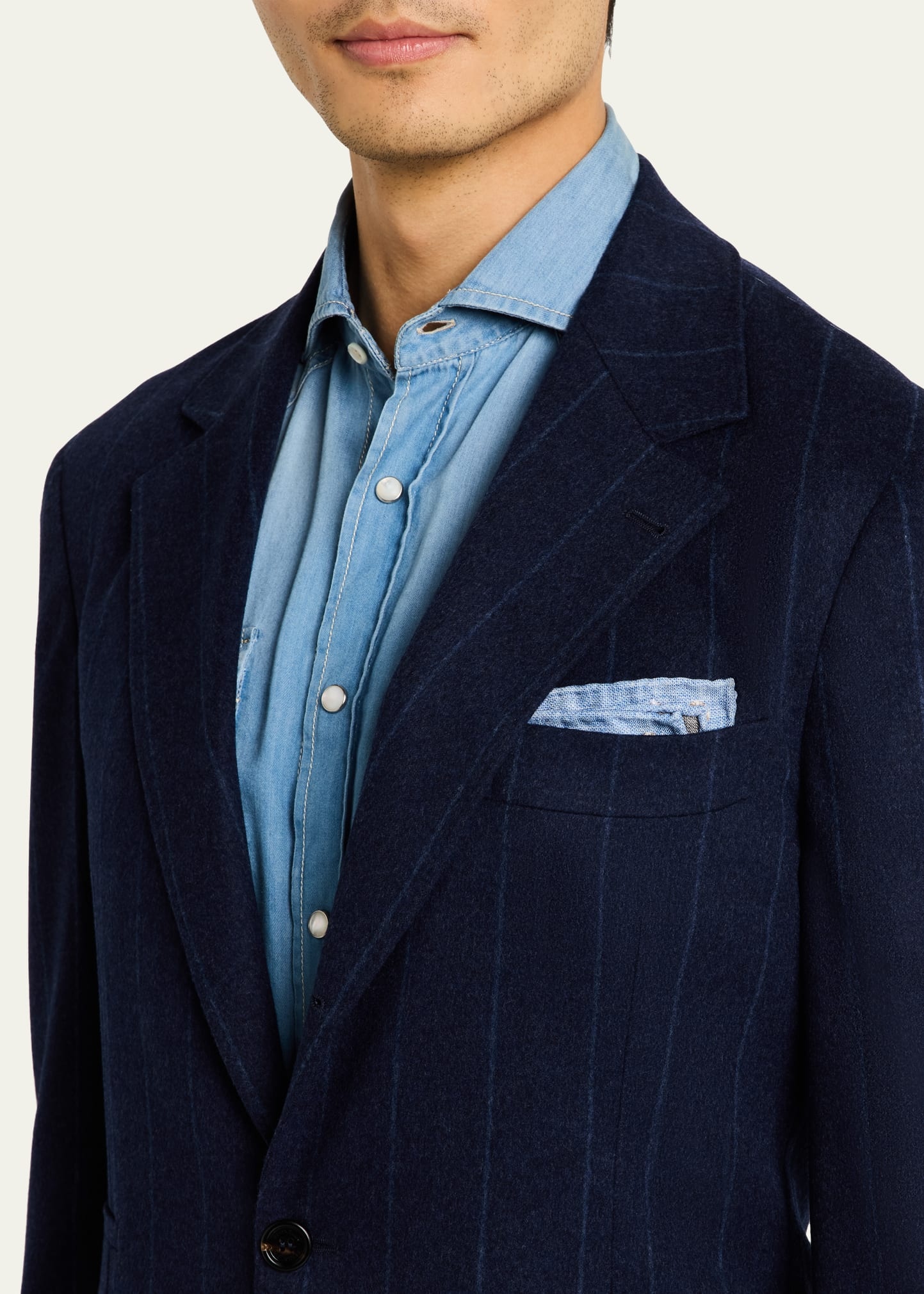 Men's Wool-Cashmere Pinstripe Suit - 5