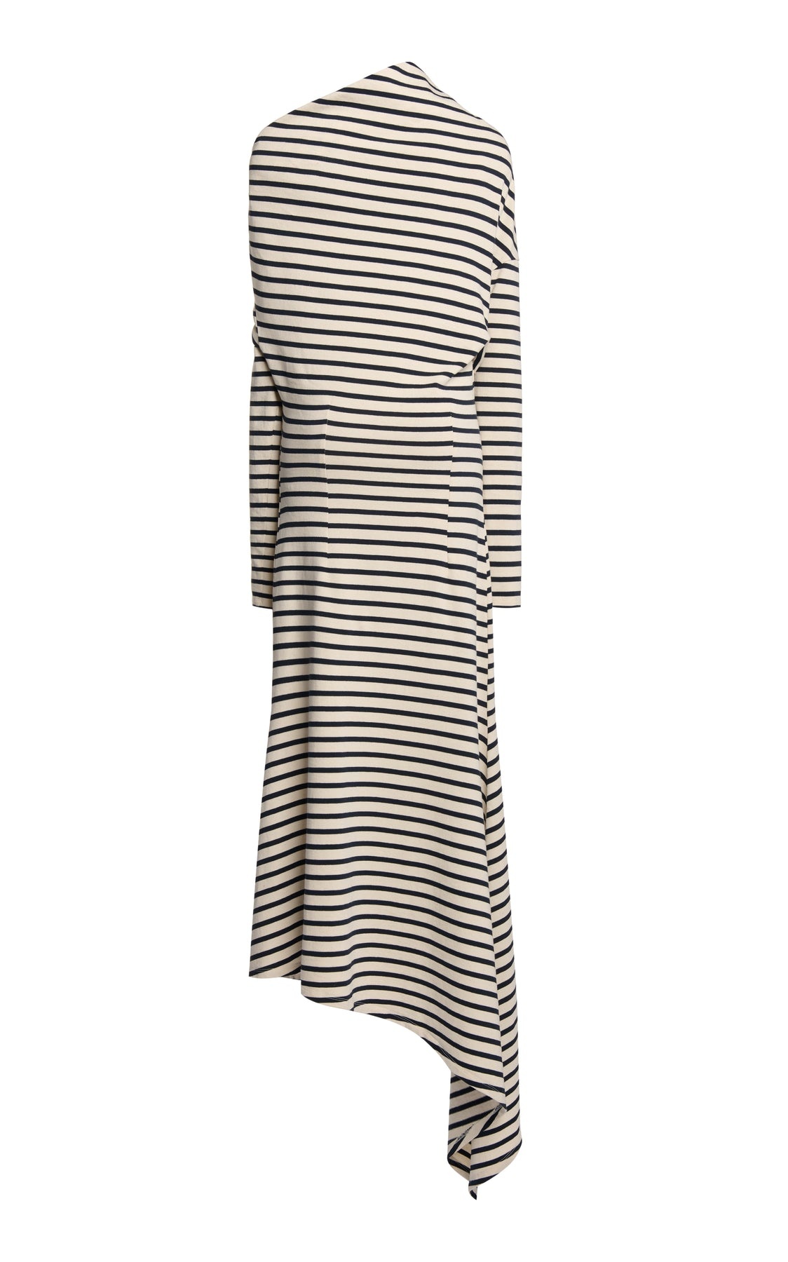 OFF SHOULDER ASYMMETRIC DRESS WHITE NAVY STRIPE - 8