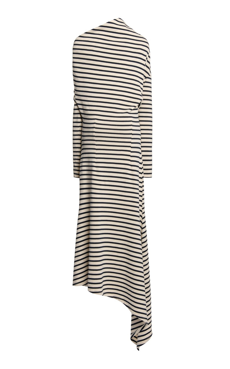 OFF SHOULDER ASYMMETRIC DRESS WHITE NAVY STRIPE 8