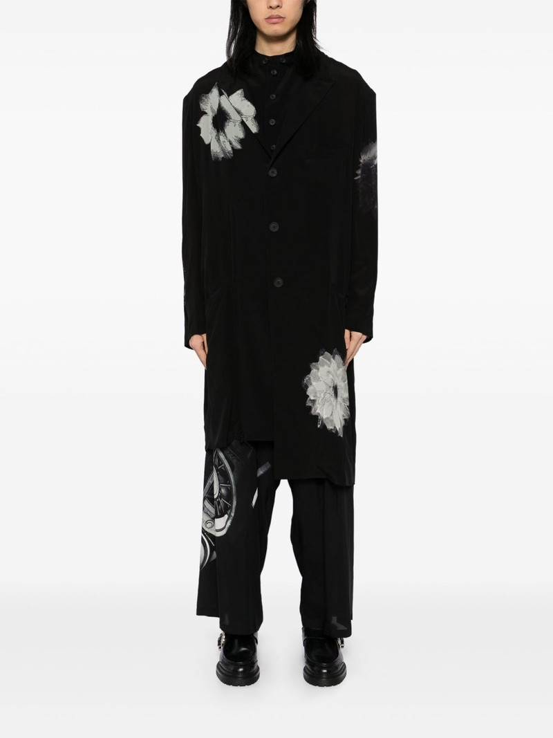 Yohji Yamamoto flower-print slit jacket outlook